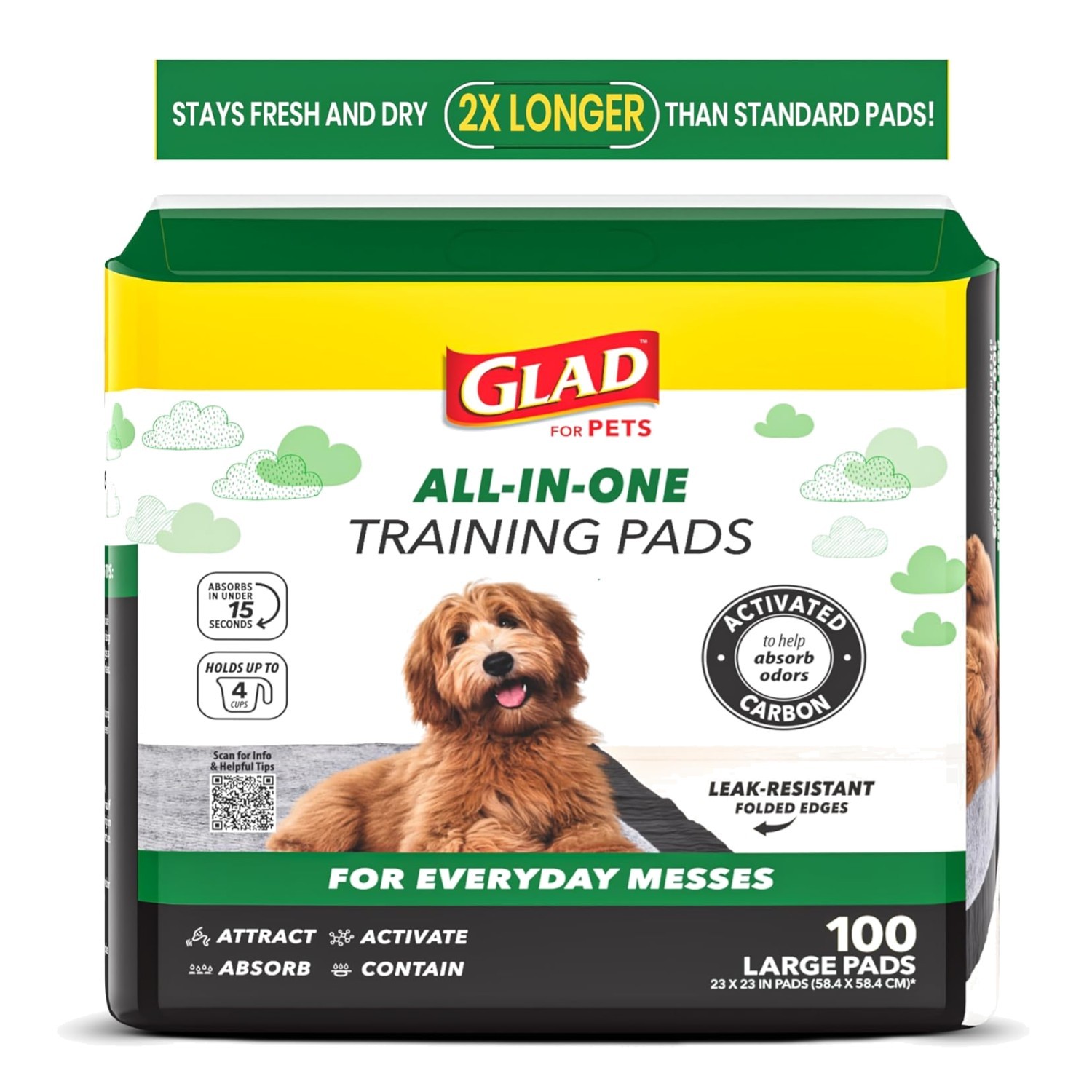Leak-Resistant Charcoal Puppy Training Pads – 100 Disposable Pads – 23″ x 23″