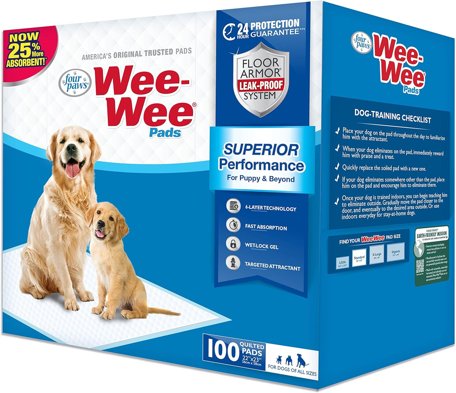 Wee-Wee Superior Performance Unscented Pee Pads for Dogs & Puppies, Quilted Leak