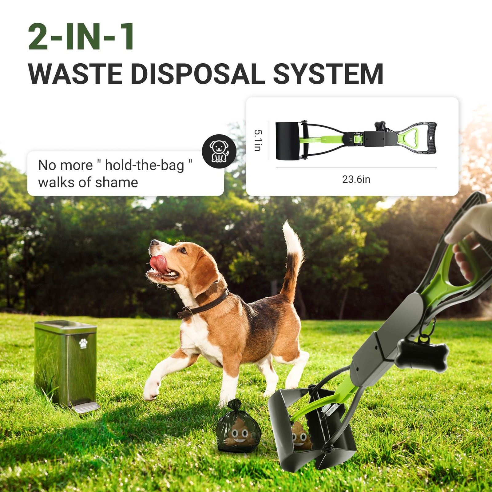 Dog Poop Trash Can Outside with Poop Scooper for Dogs, 12L/3.2Gal Metal Outdo…
