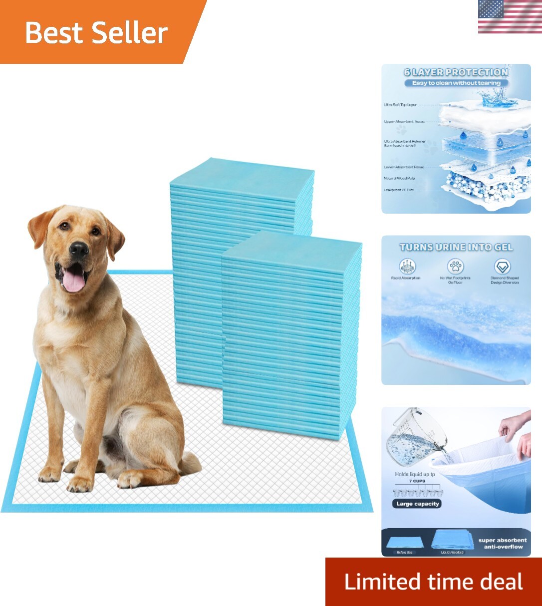 30″x36″ XXL Pet Training Pads – Quick Dry, Disposable Pee Pads for Dogs and Cats