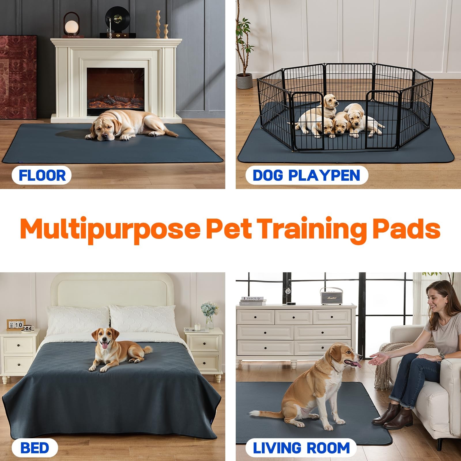 Washable Pee Pads for Dogs 72″x72″ Extra Large Super Absorbent Non-Slip Reusa…