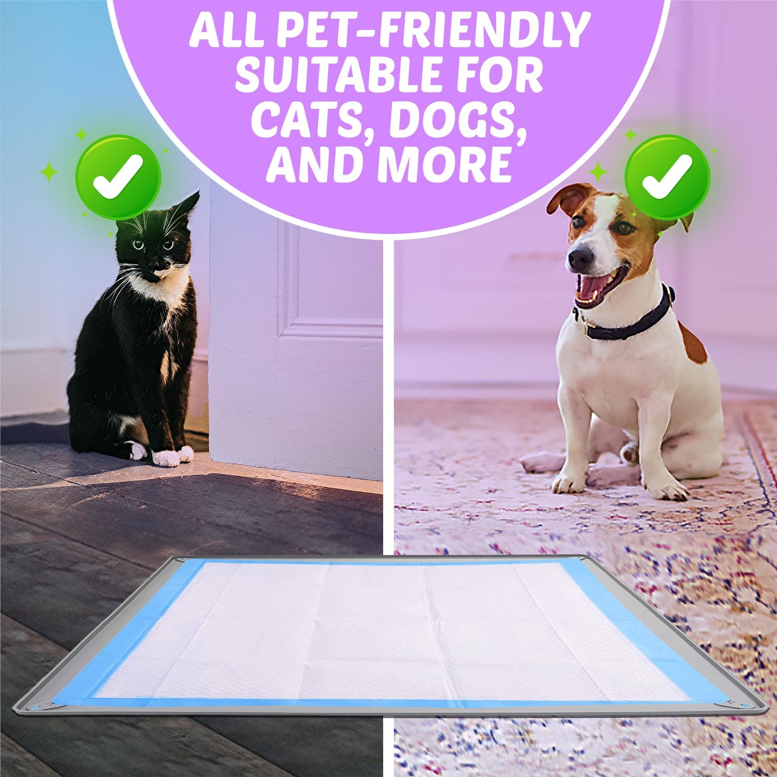 Dog Pee Pad Holder Tray for 30” x 36” Pads – Non-Spill, Easy Clean, Light Grey