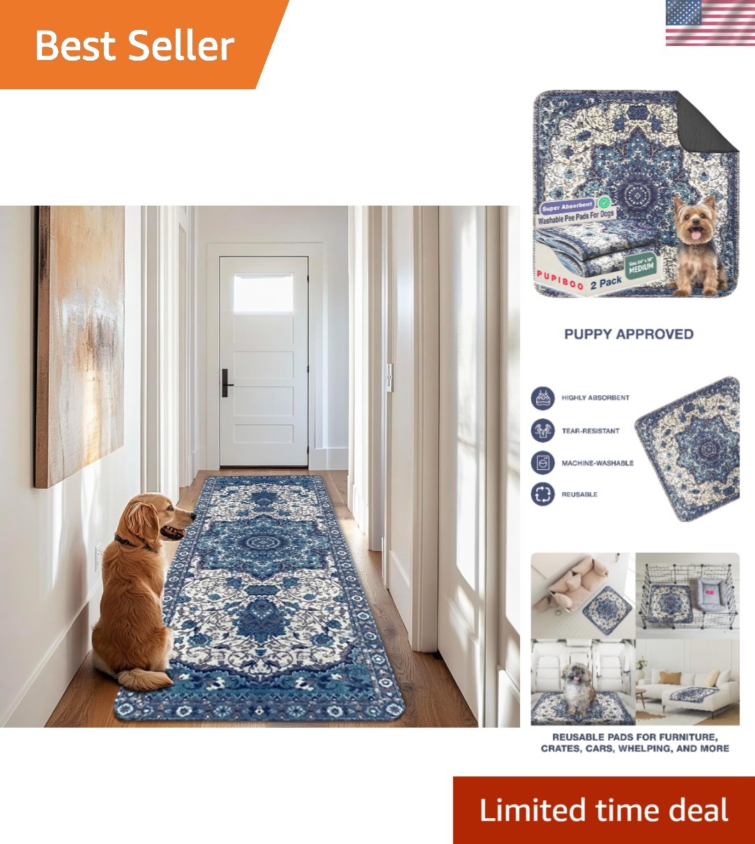 Ultra-Absorbent Pet Pads for Dogs – Soft, Leak-Proof & Eco-Friendly – 2 Pack
