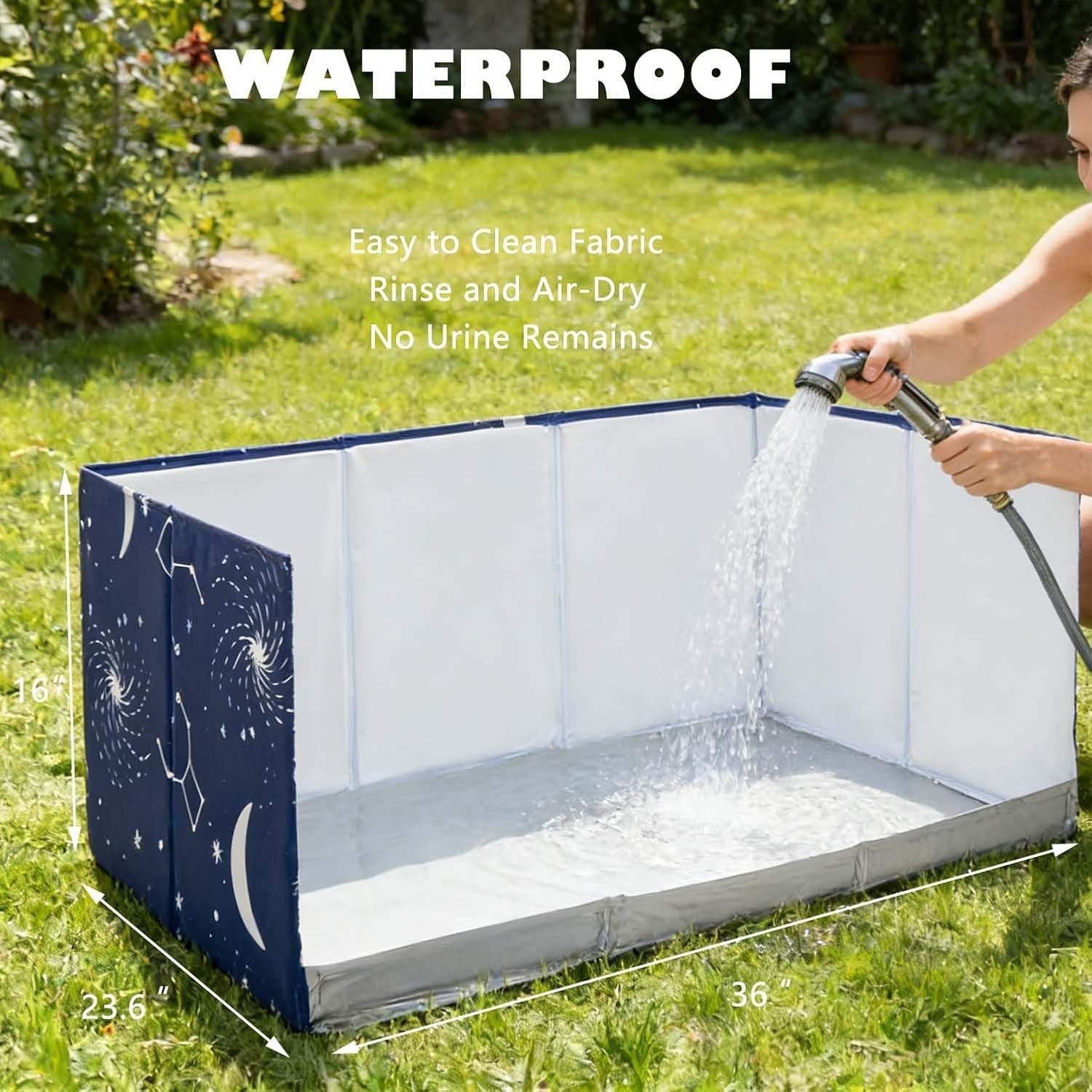 Dog Litter Box with Walls, Pee Pad Holder Tray, No Assembly, Waterproof Portable