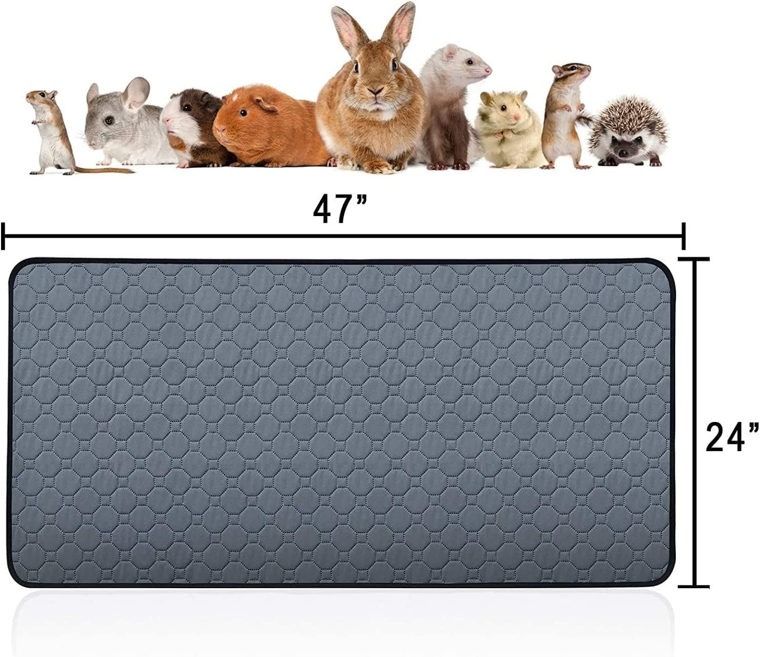 2 pcs Guinea Pig Cage Liners – Washable 24 47（2 pack）, Gray