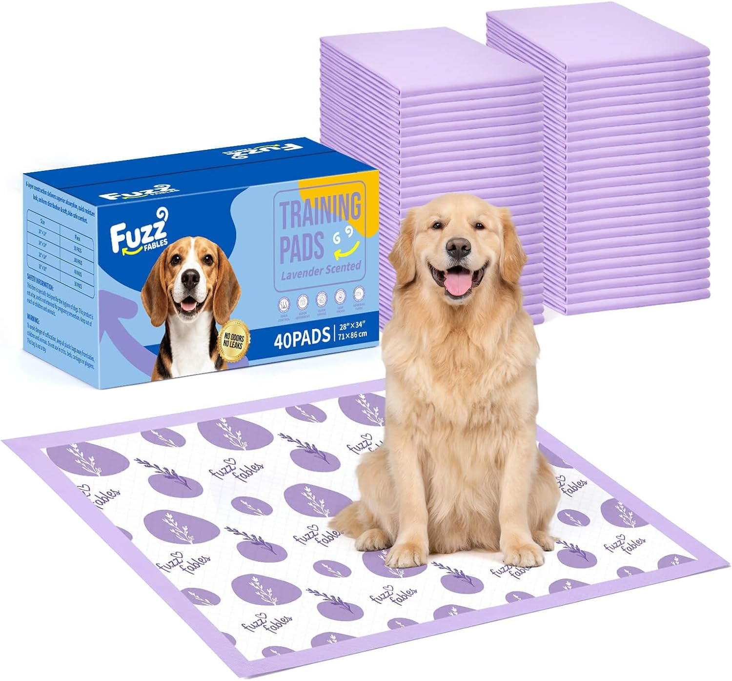 Puppy Pee Pads for Small to Large Dog-28″X 34″,40Cts | 6-Layer Super Absorbent Q