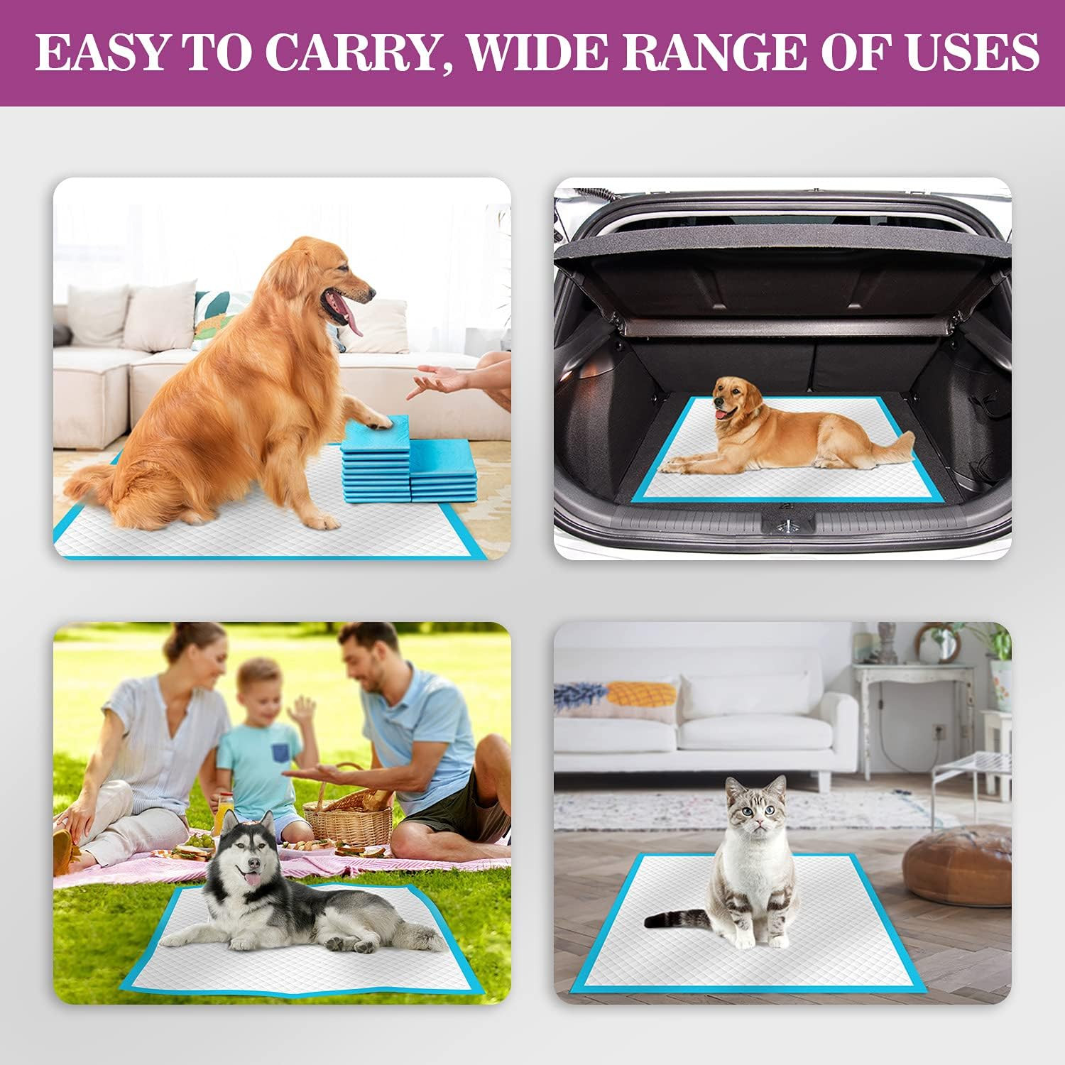 Large Dog Pee Pads 28″X30″-50 Count | Large Puppy Pee Training Pads Super Absorb