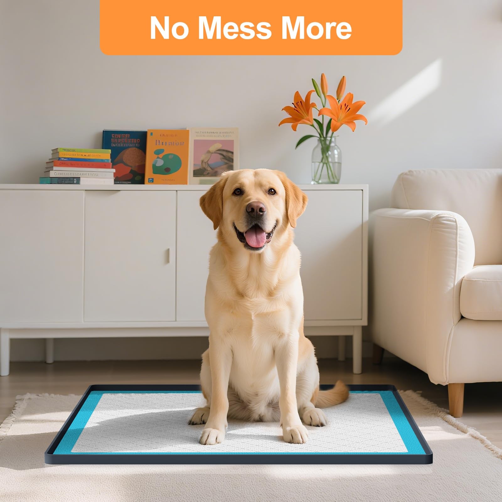 Pee Pad Tray Holder for Dogs,Non-Slip Silicone Dog 24 x 24 Inches, Dark Gray