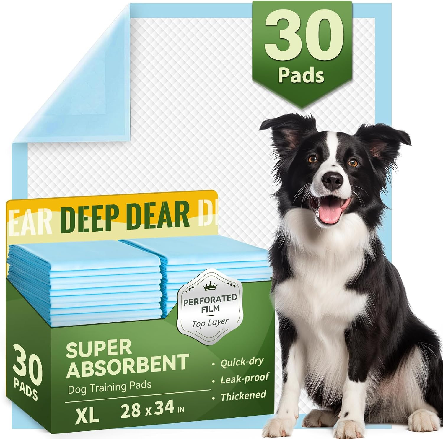 Extra Large Dog Pads 28″X34″, 30 Count Thicker Puppy Pads XL, Super Absorbent Pe