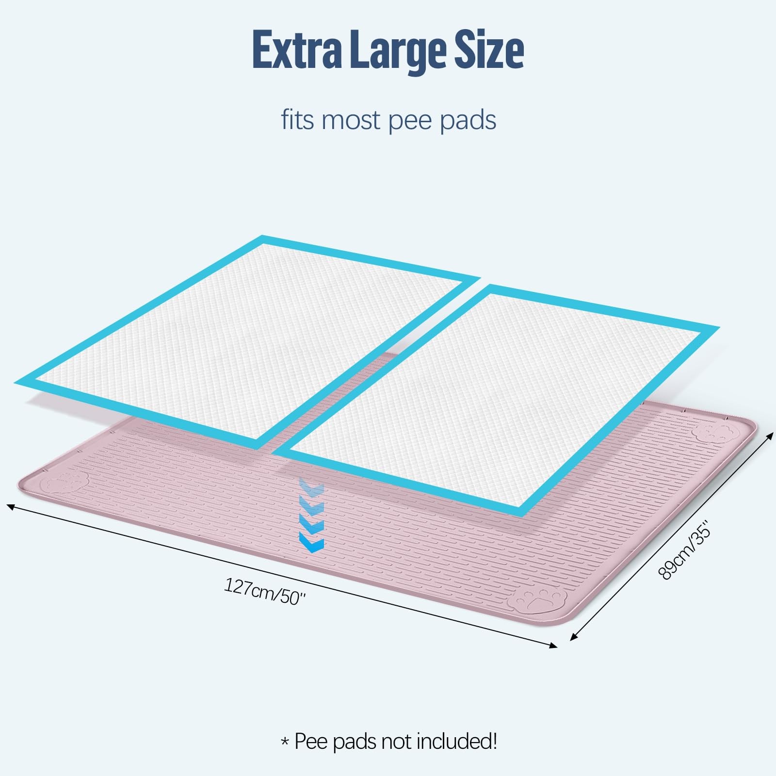 Bartuke Pee Pad Holder for Dogs 50”x35” Silicone Puppy Pee Pad Tray, Pink |…