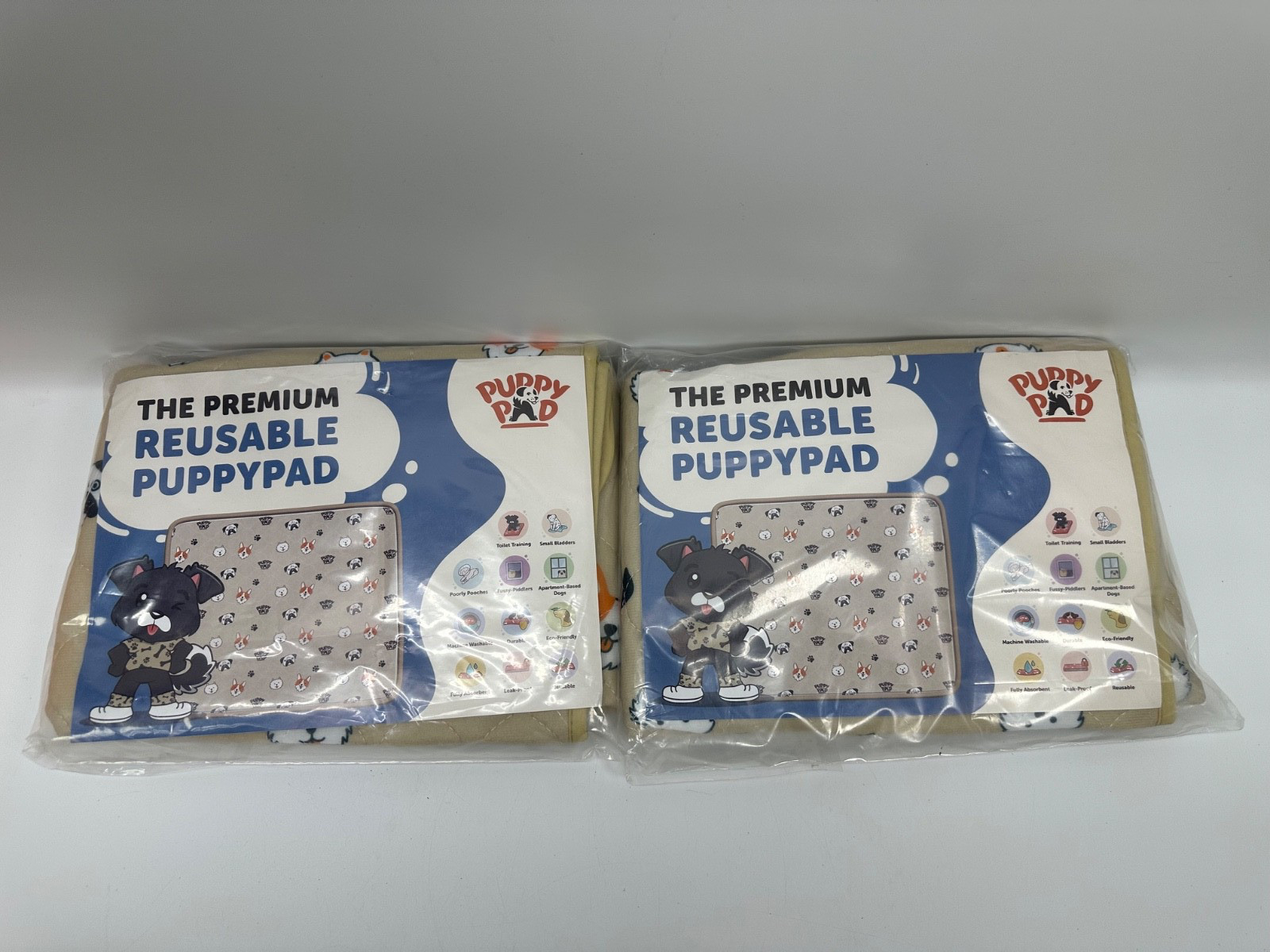 Lot of 2 PuppyPad Reusable Puppy Pads Washable M: 27.6″ × 31.5″ Brave Beige