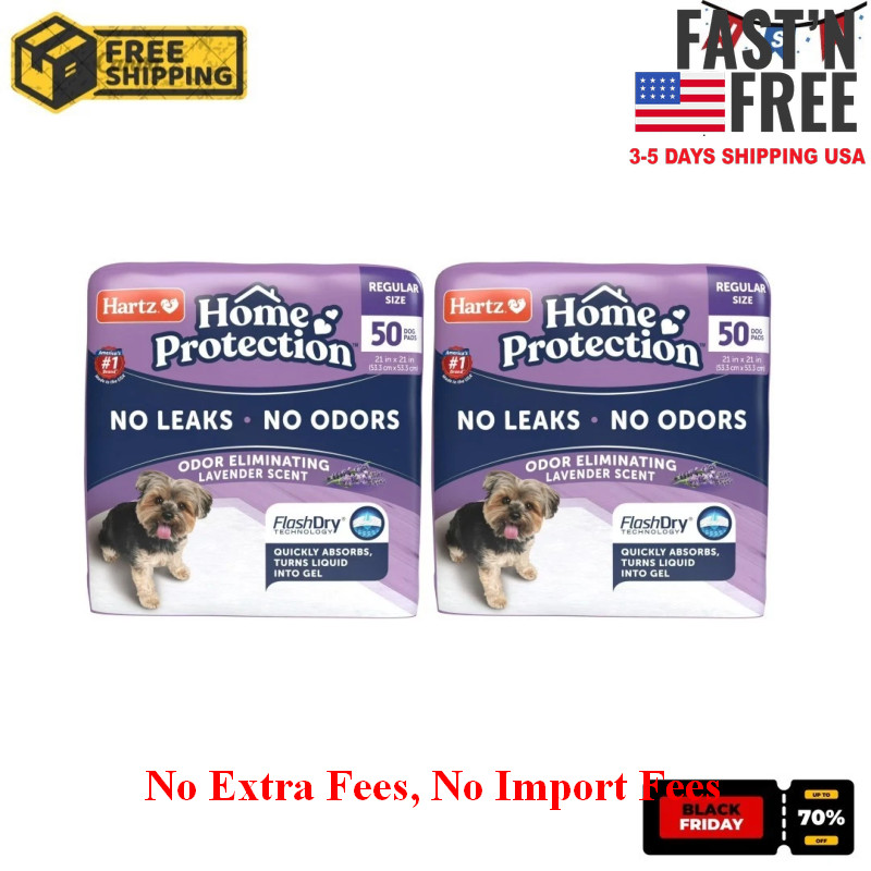 2P Hartz Home Protection Lavender Scent Odor-Eliminating Dog Pads, 21×21, 50ct