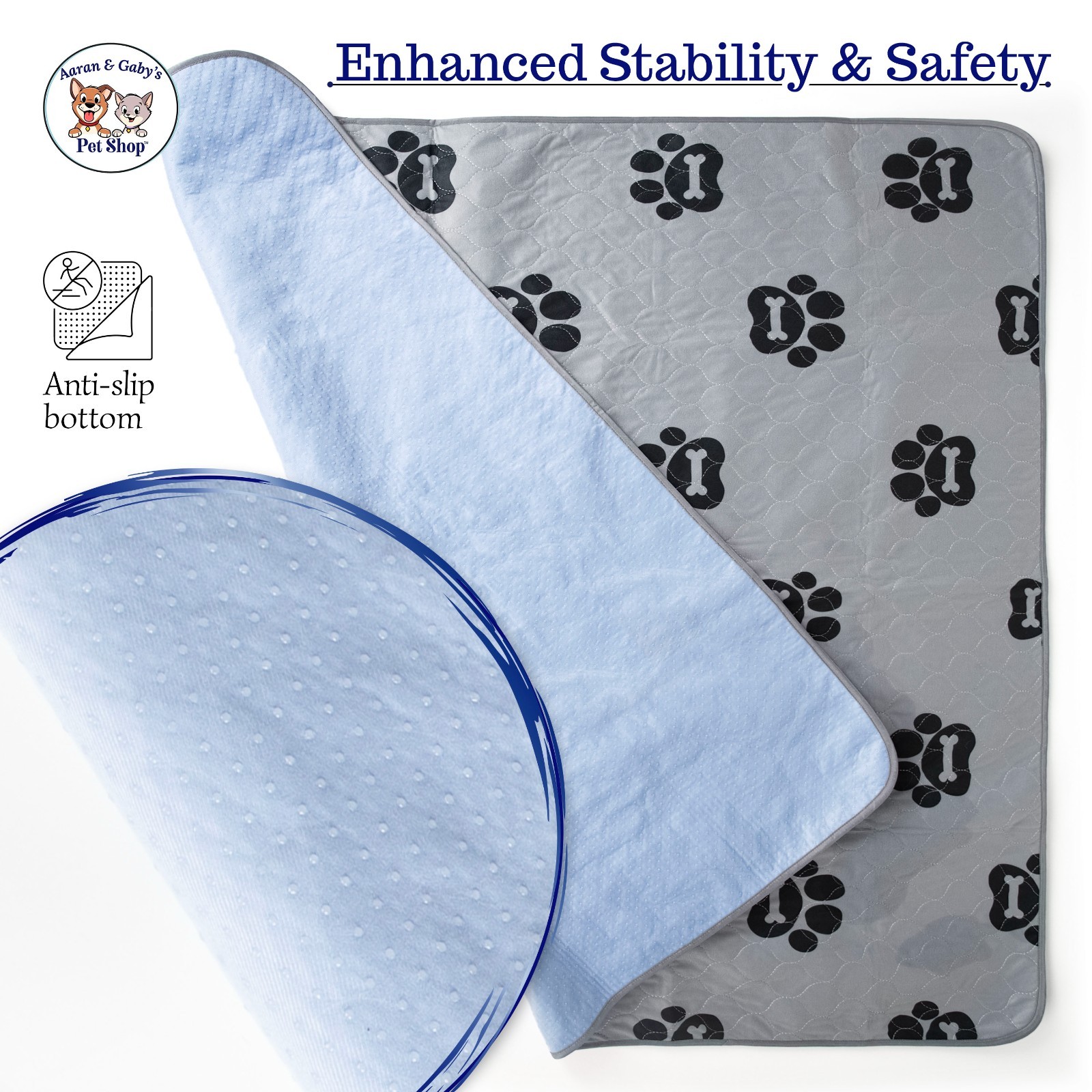 Washable Dog Pee Pads 36×72 2 Pack XXL Reusable Waterproof Puppy Training Pad