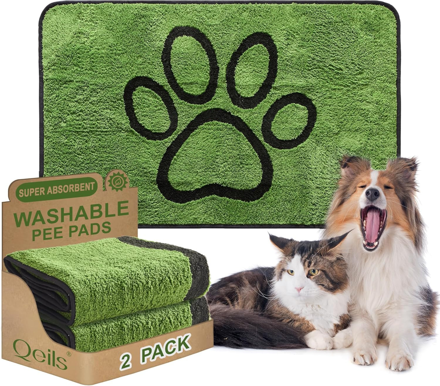 Reusable Dog Pee Pads, 2 Pack Super Absorbent & Leakproof Washable Puppy Pads wi