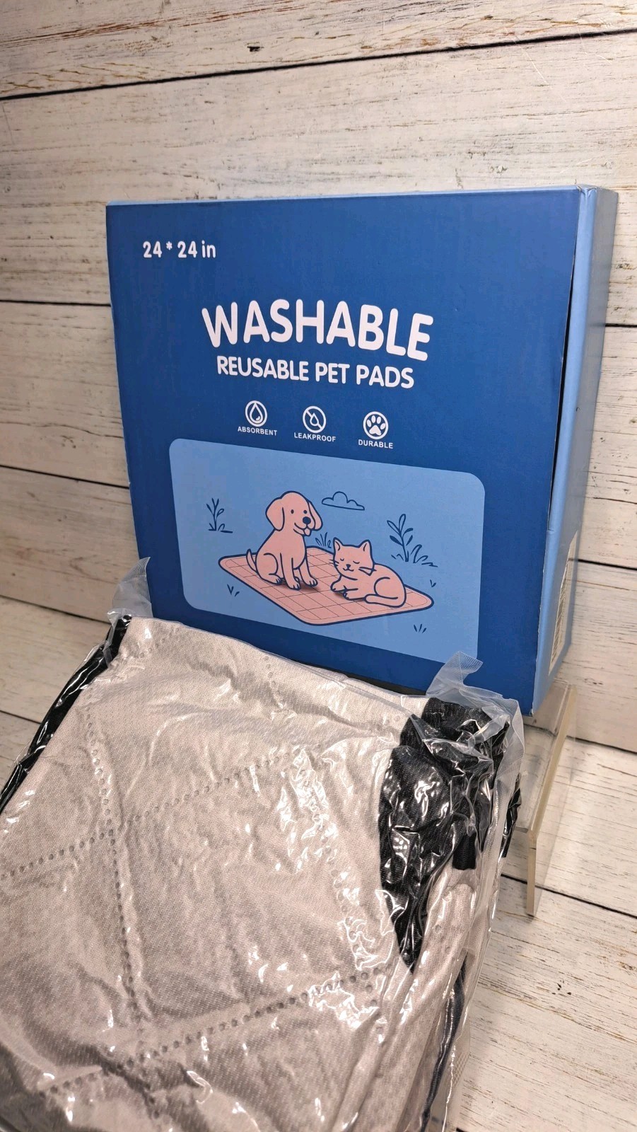 Washable Pee Pads for Dogs 2 Pack 24×24 in 5 Layer Reusable Puppy Pads, Super