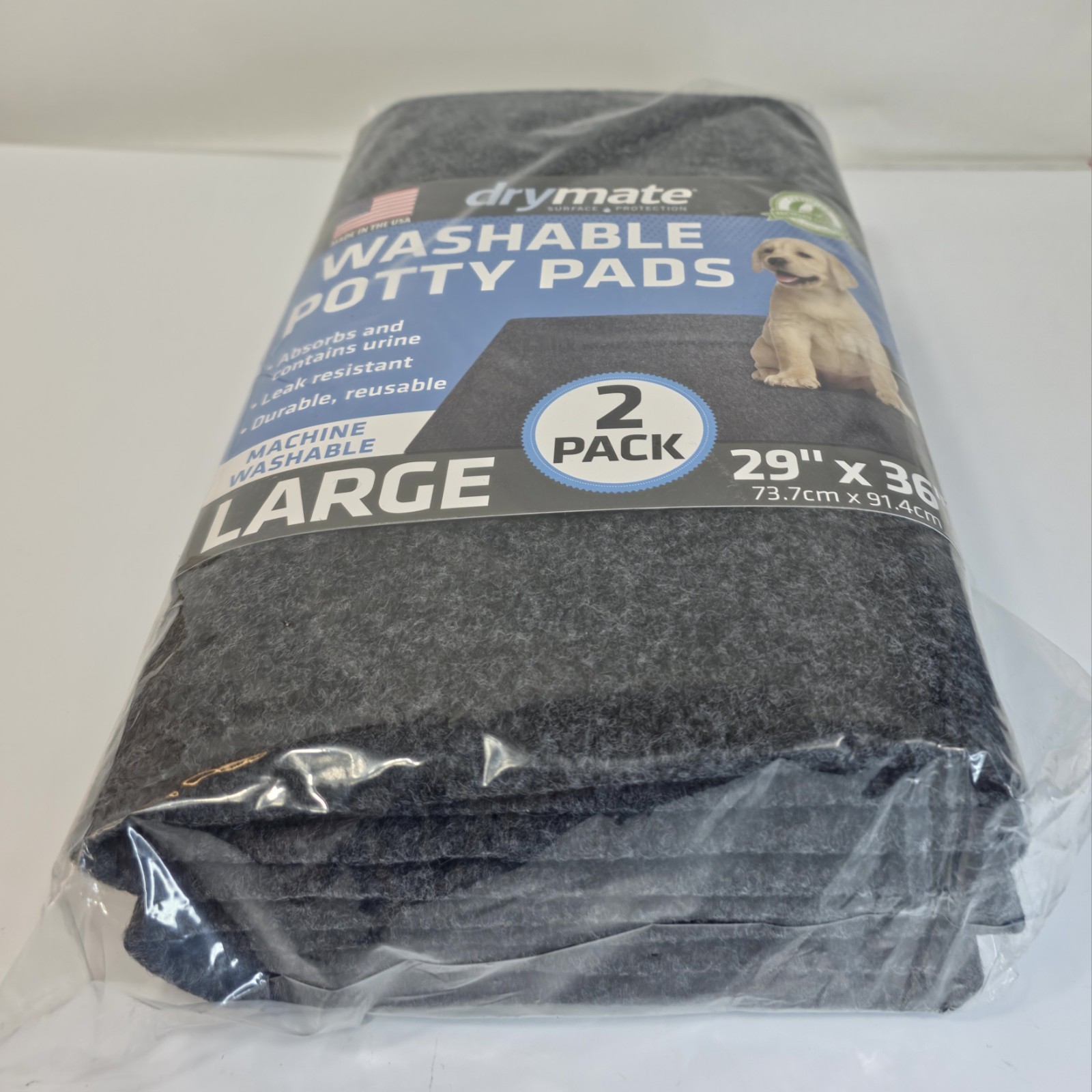 Drymate Washable Potty Pads 2 Pack Large 29×36 Reusable Dog Pee Pads Gray