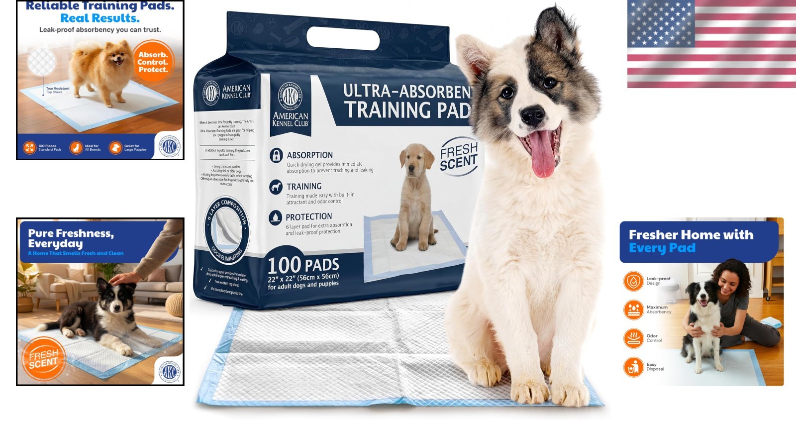 Fresh Scented Puppy Pads – 22 x 22 Inches, Quick-Dry Gel for Dogs, Pack of 100