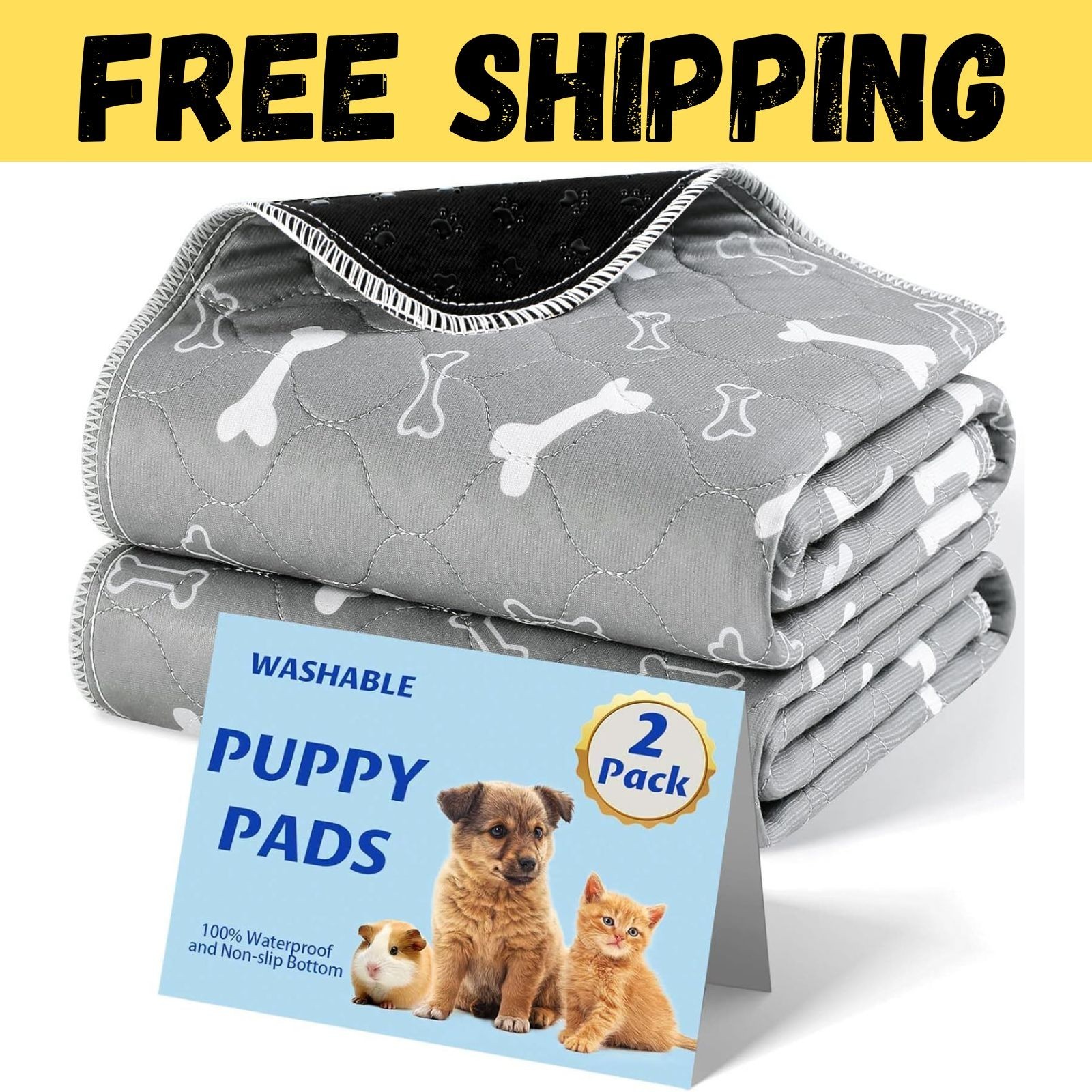 Washable Pee Pads for Dogs, 2Pack Reusable Puppy Pads, Fast Absorbent Dog Pee Pa