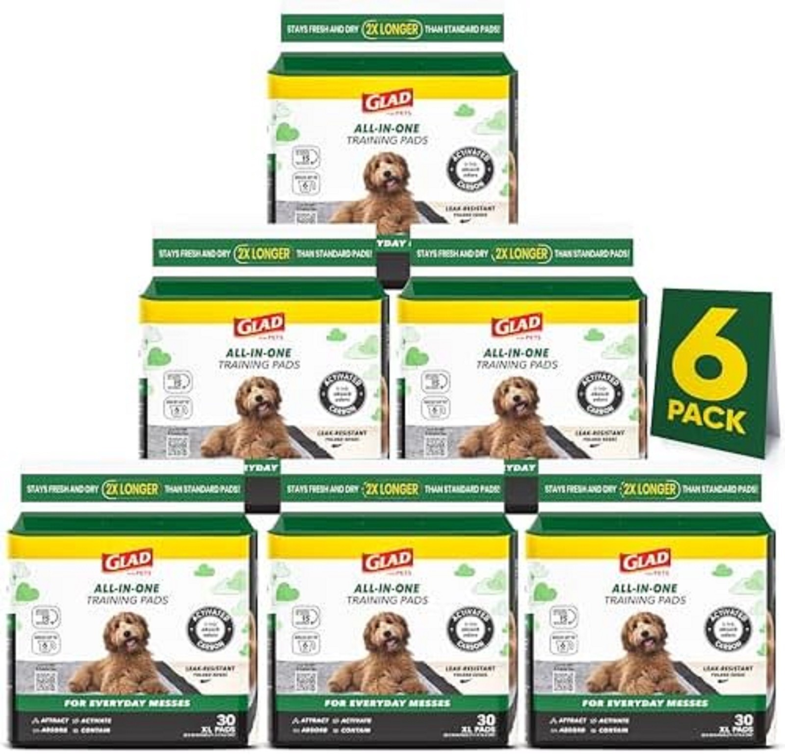 for Pets XL Charcoal Training Pads for Dogs and Puppies, 30 Count | 6-layer
