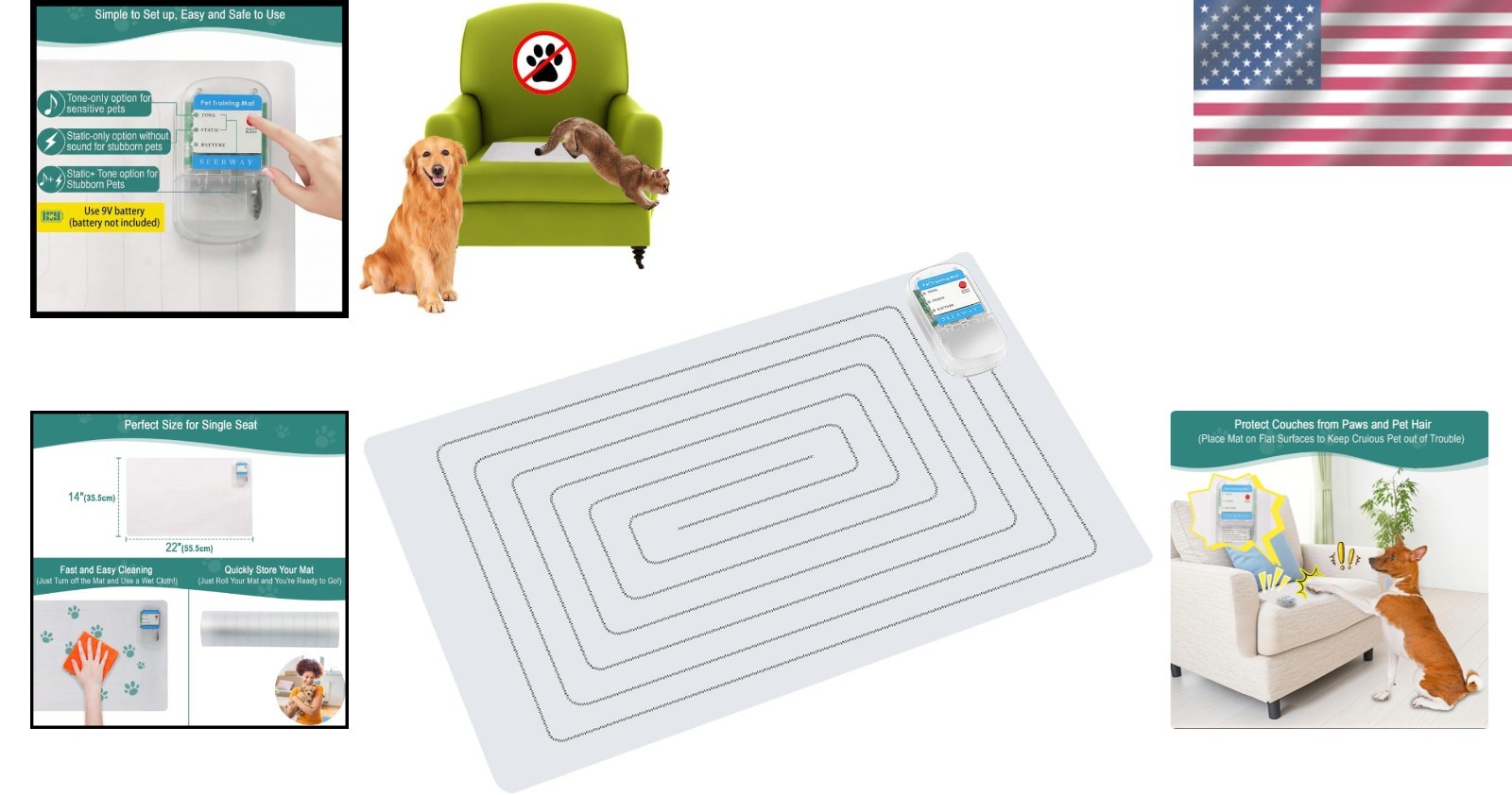 Electric Training Mat for Pets 22″x14″ – Safe & Effective Furniture Protector