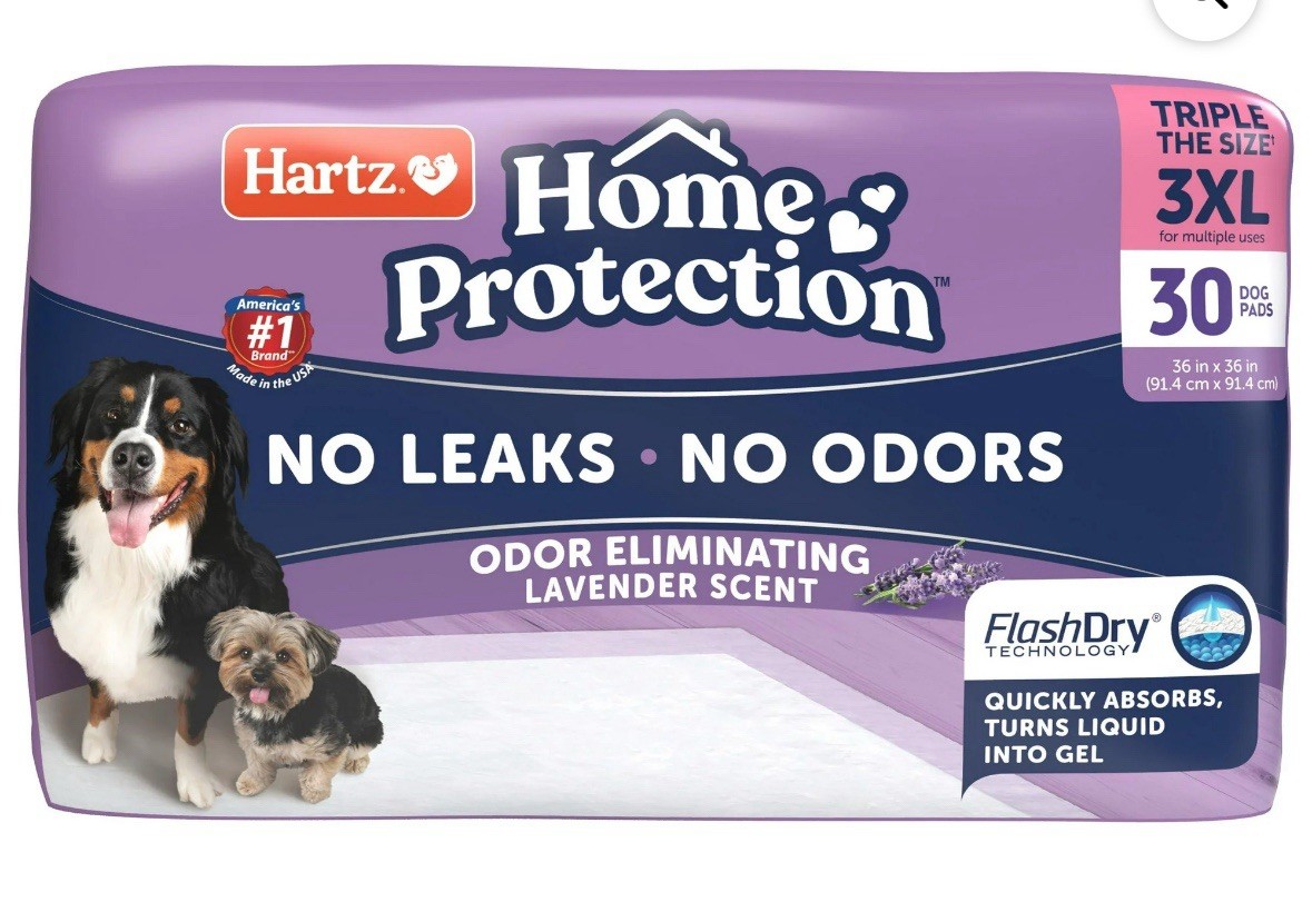 Hartz Home Protection Lavender Dog Pads – 30 Count, Odor Eliminating XXXL