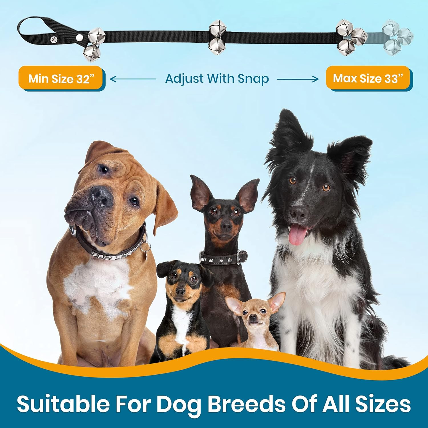 Dog Door Bells for Potty Training, Adjustable, 7 Extra-Loud Potty Jingle Bells f