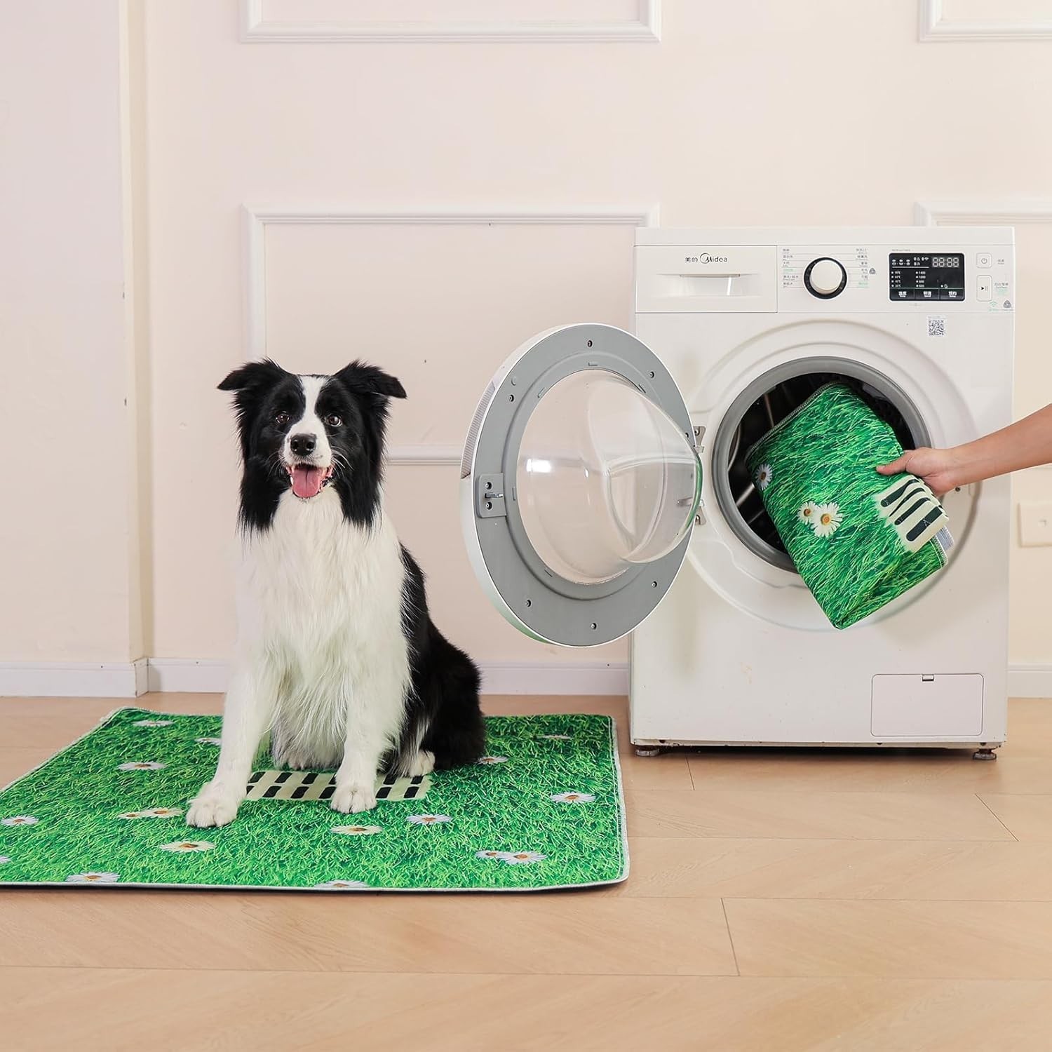 Durable Lawn Design Dog Pee Pads – 2 Pack Washable 31″x36″ for Indoor Training