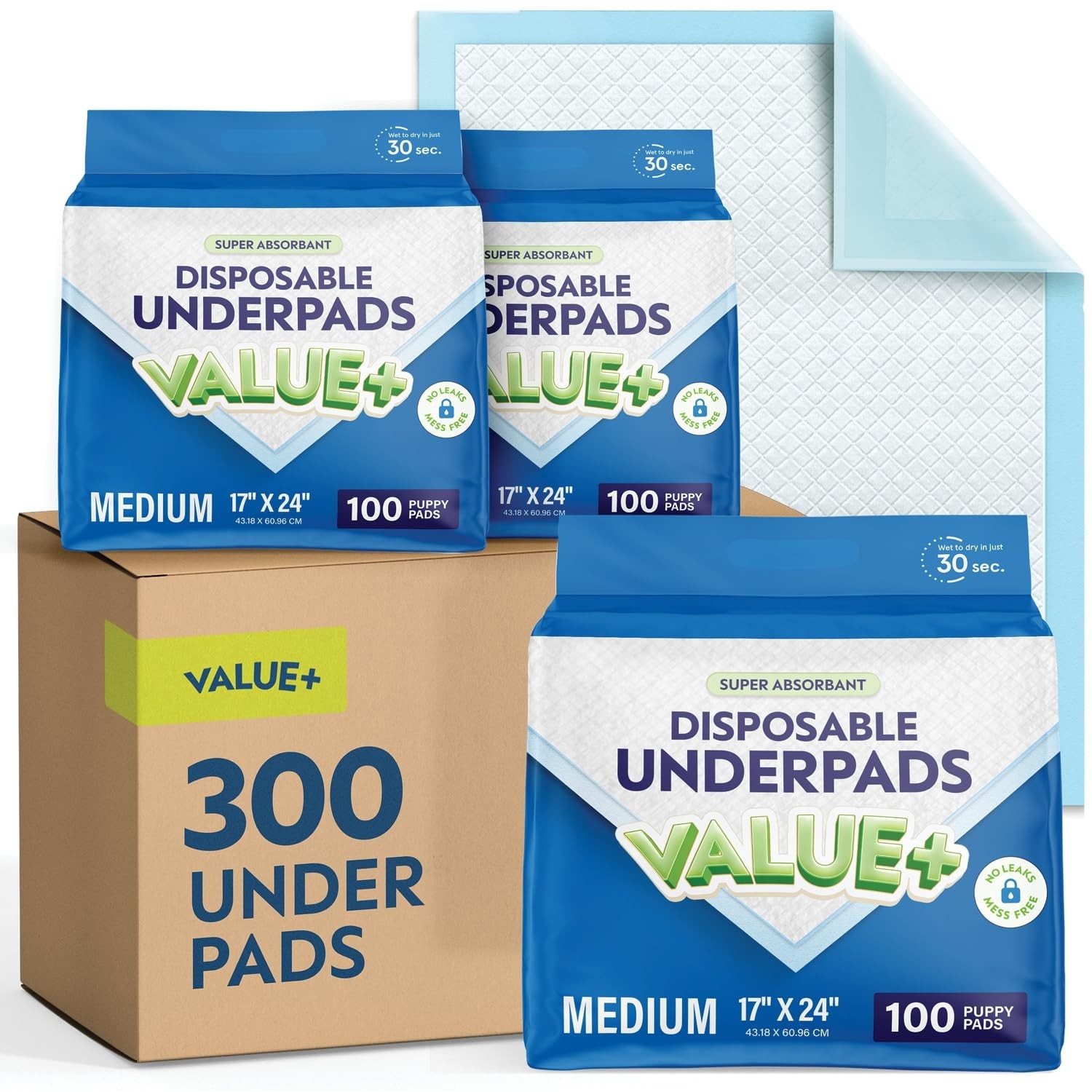 300 Pack Disposable Chucks Pads 17×24 – Waterproof Diaper Changing & Incontinenc
