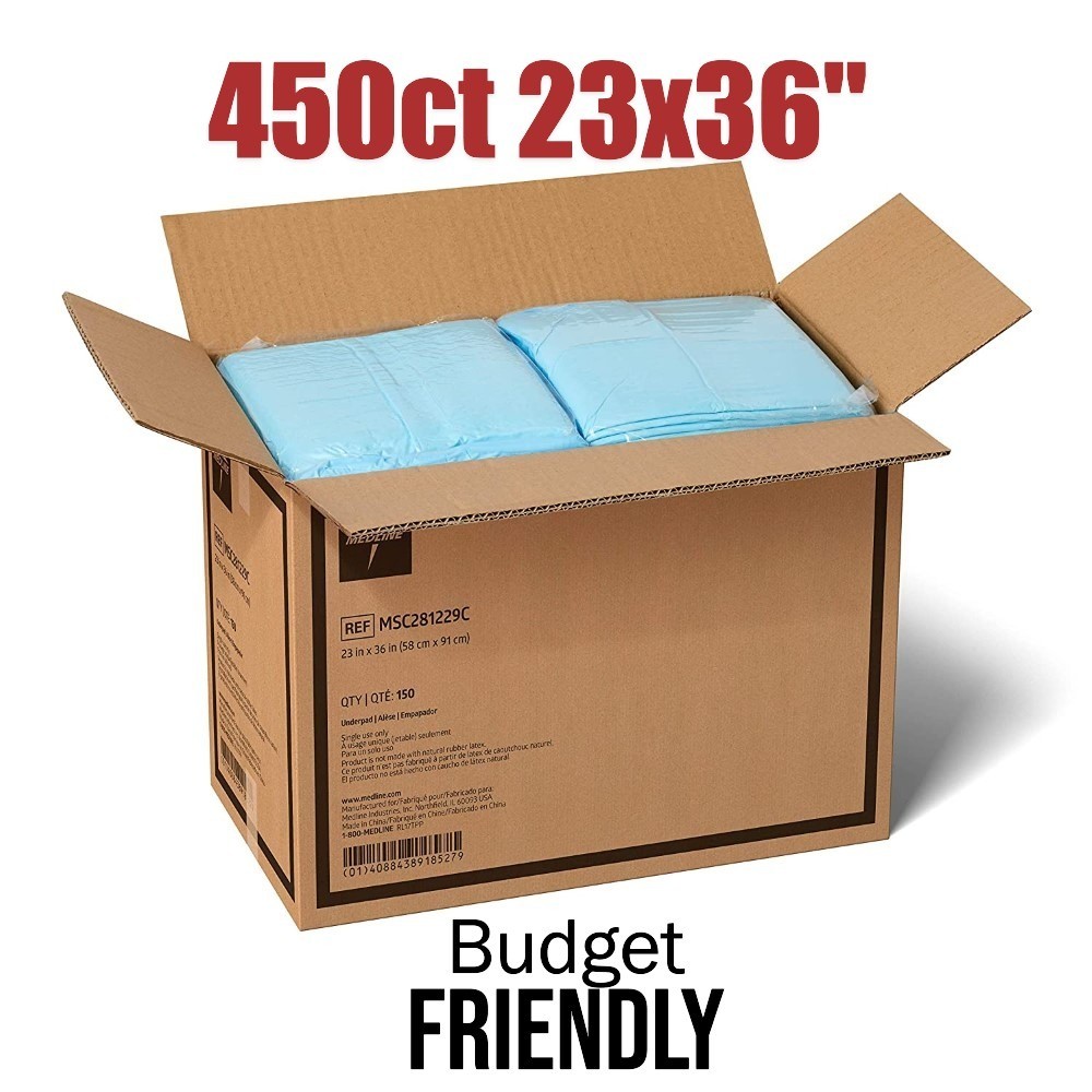 450ct 23×36″ Lightweight Puppy Dog Training Pee Pads 3-Layer Medline Under Pads