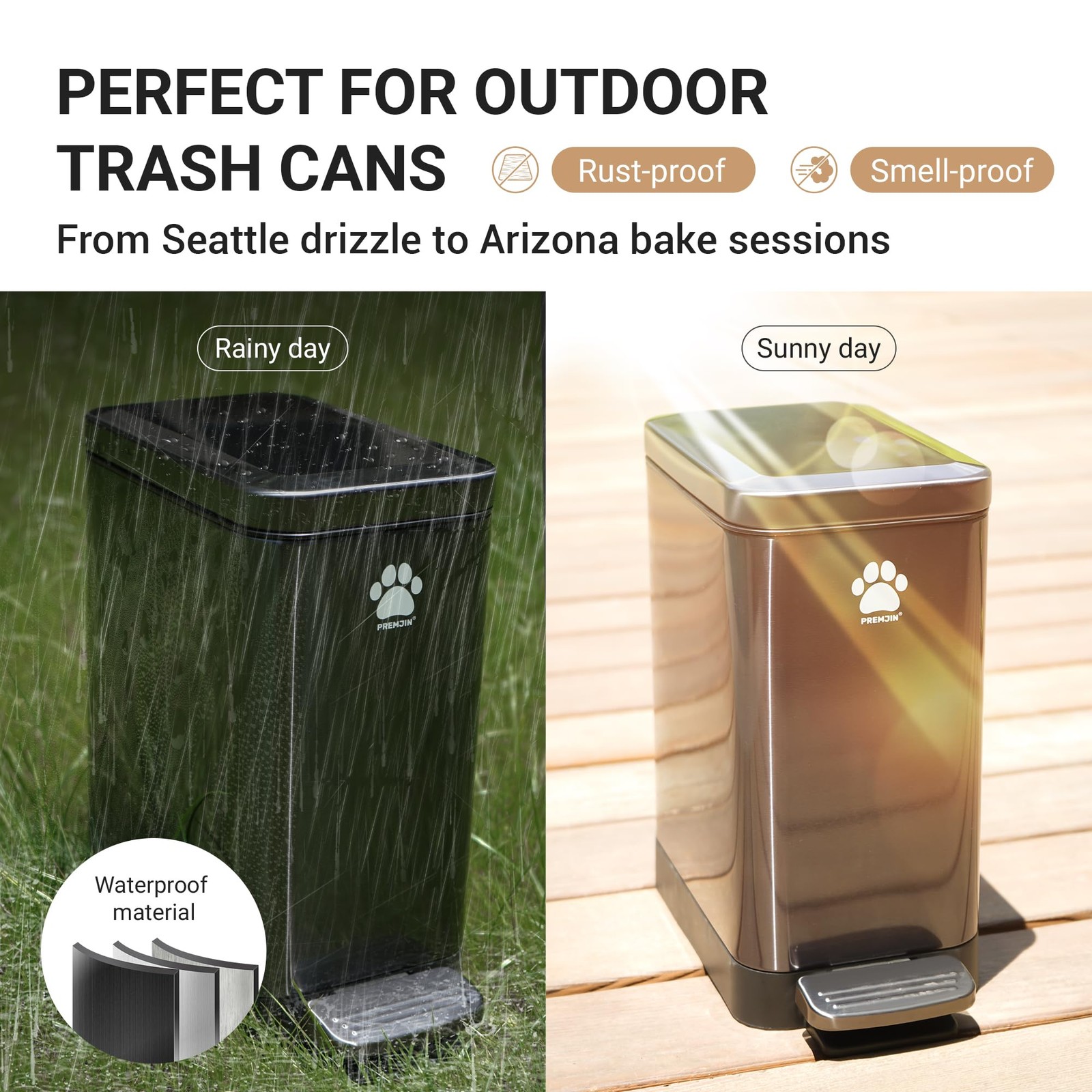 Dog Poop Trash Can Outside with Poop Scooper for Dogs, 12L/3.2Gal Metal Outdo…
