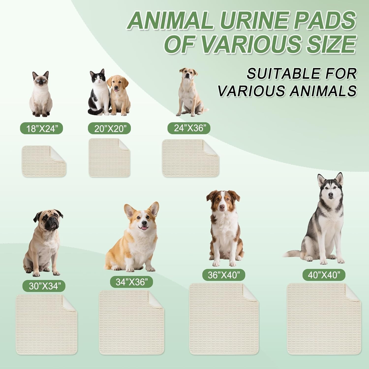 Washable Dog Pee Pads 18″x24″ Cream White Reusable Non-Slip for Puppies 2 Pack