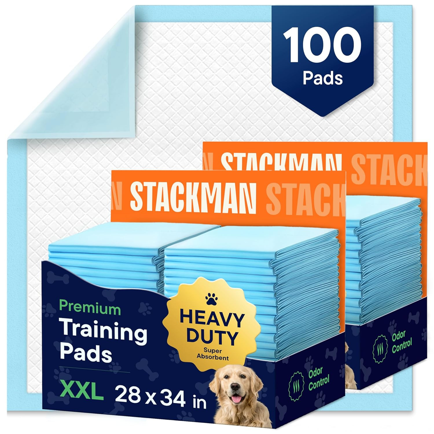 Puppy Pads XL 28X34 [100-COUNT] Dog Pads Extra Large 28″ X 34″ Leak-Proof Dog Pe