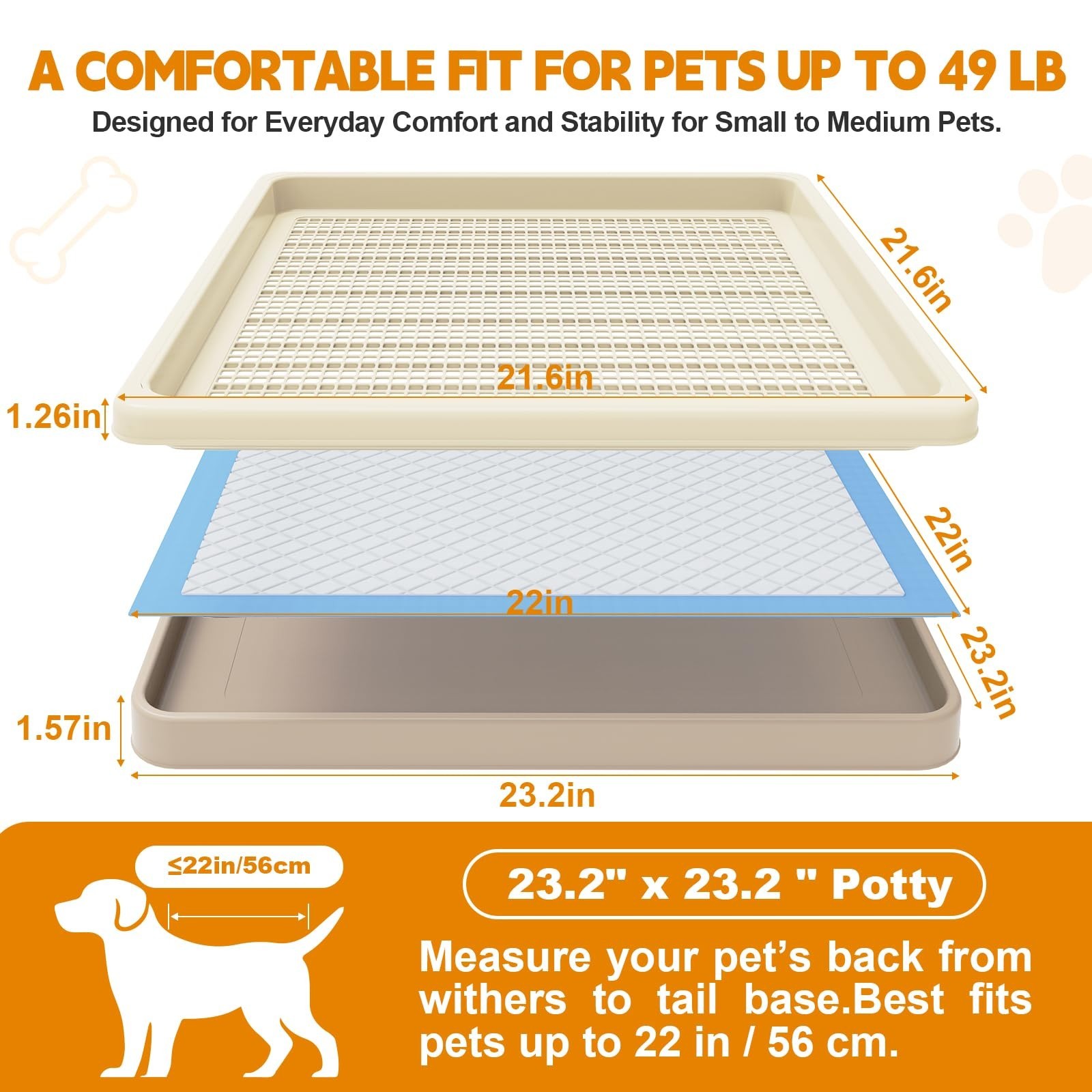 Dog Potty Tray for Small/Medium Dogs – Two-Layer Mesh Pee Pad Holder, Easy-Clean