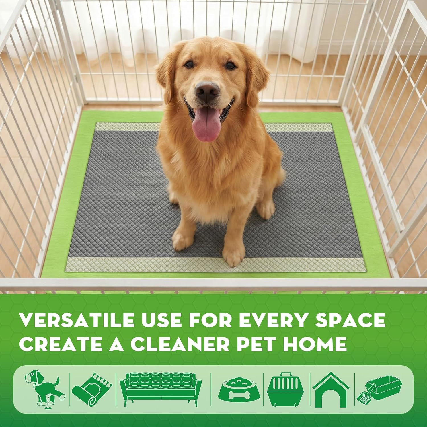 Pee Pads for Dogs, 30″X36″ XXL Puppy Pads, 2X Odor-Control with Charcoal & Bambo
