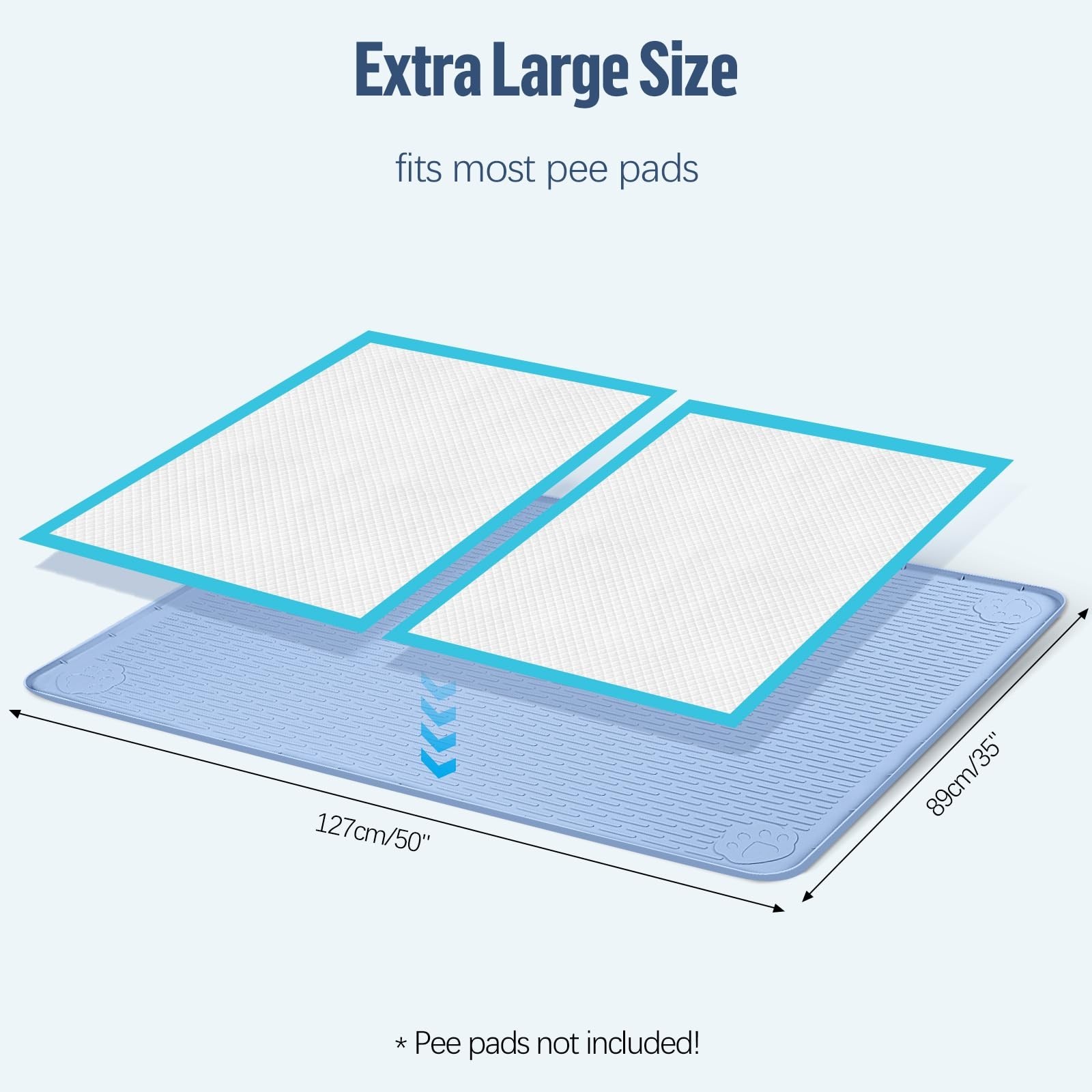 Pee Pad Holder for Dogs, 50″ x 35″ Silicone Pee Tray Mat Leak-Proof, High Edg…