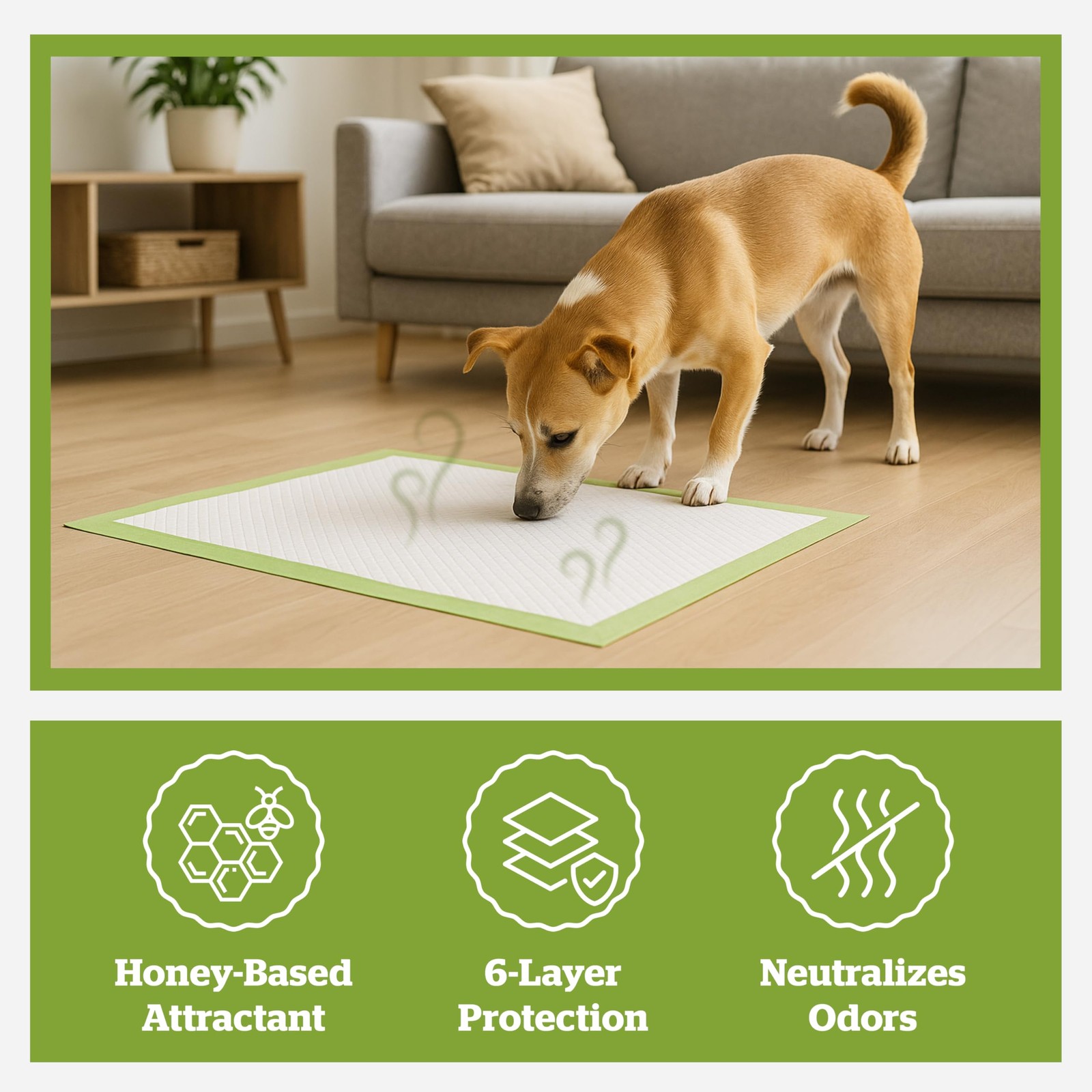 Pogi’s Dog Pads with Sticky Tabs – Large, Super Absorbent, Odor Blocking, 20-…
