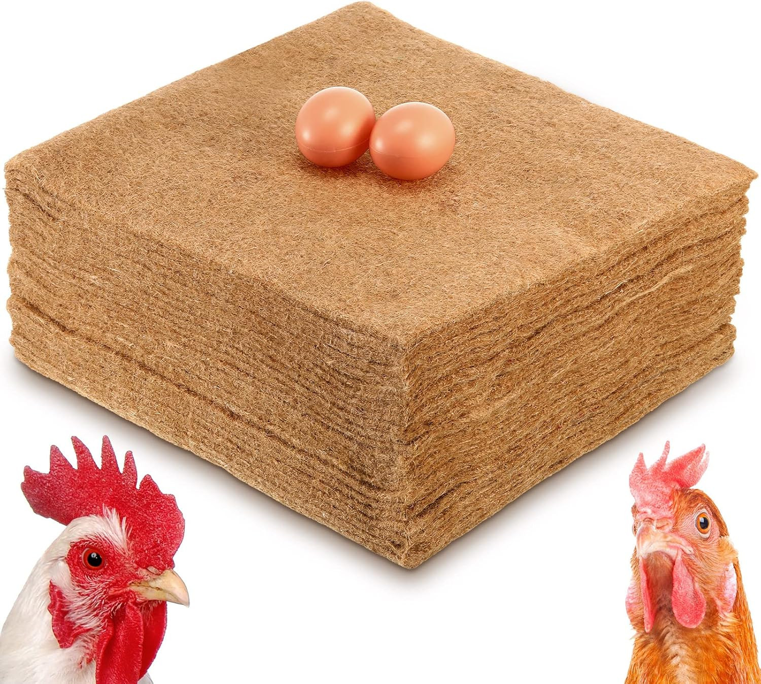 24 Pack Natural Hemp Chicken Nesting Pads Reusable Hens Bedding Mats Chicken Nes