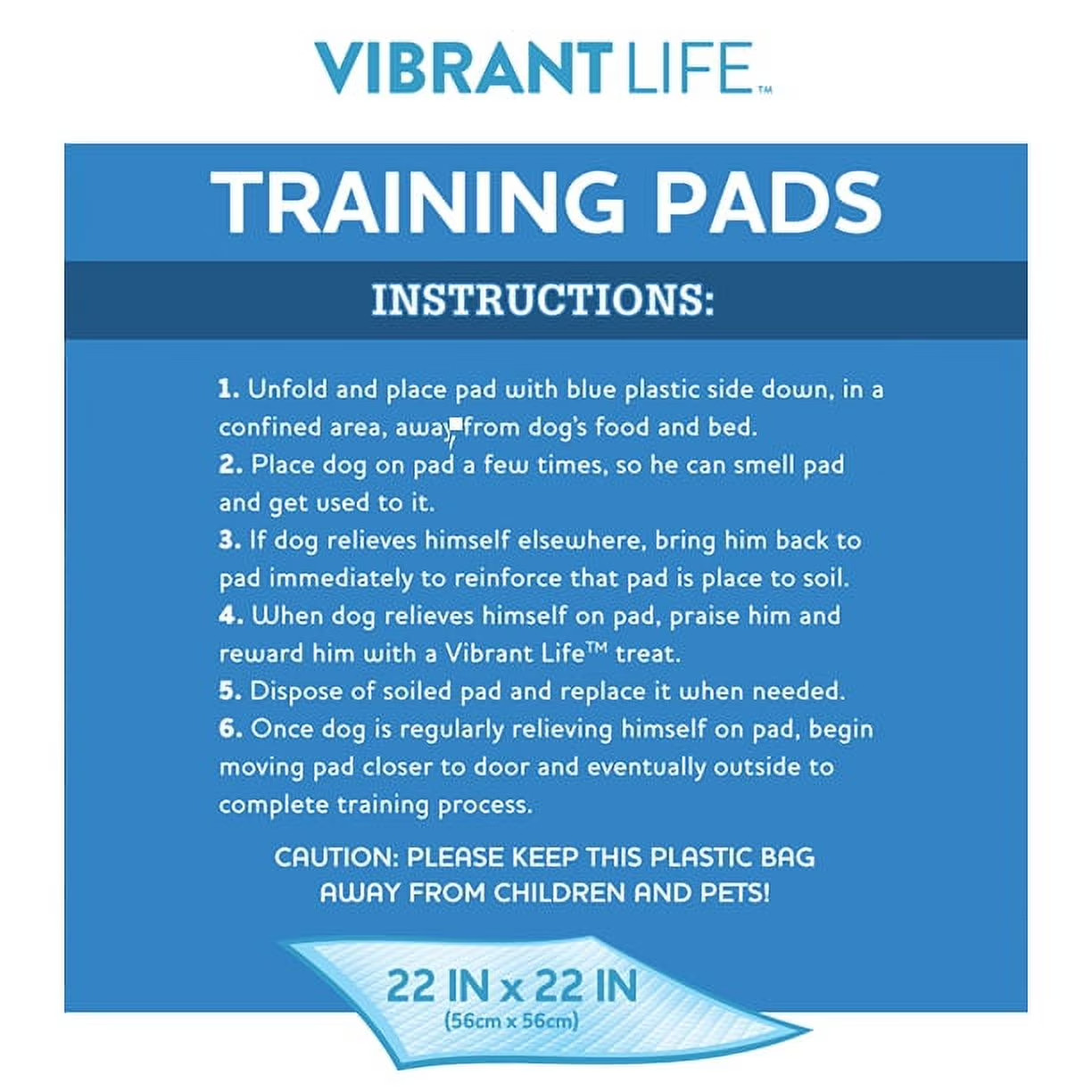 3 Pack Vibrant Life Training Pads – Super Absorbent – L 22 in x 22 in, 100 Count