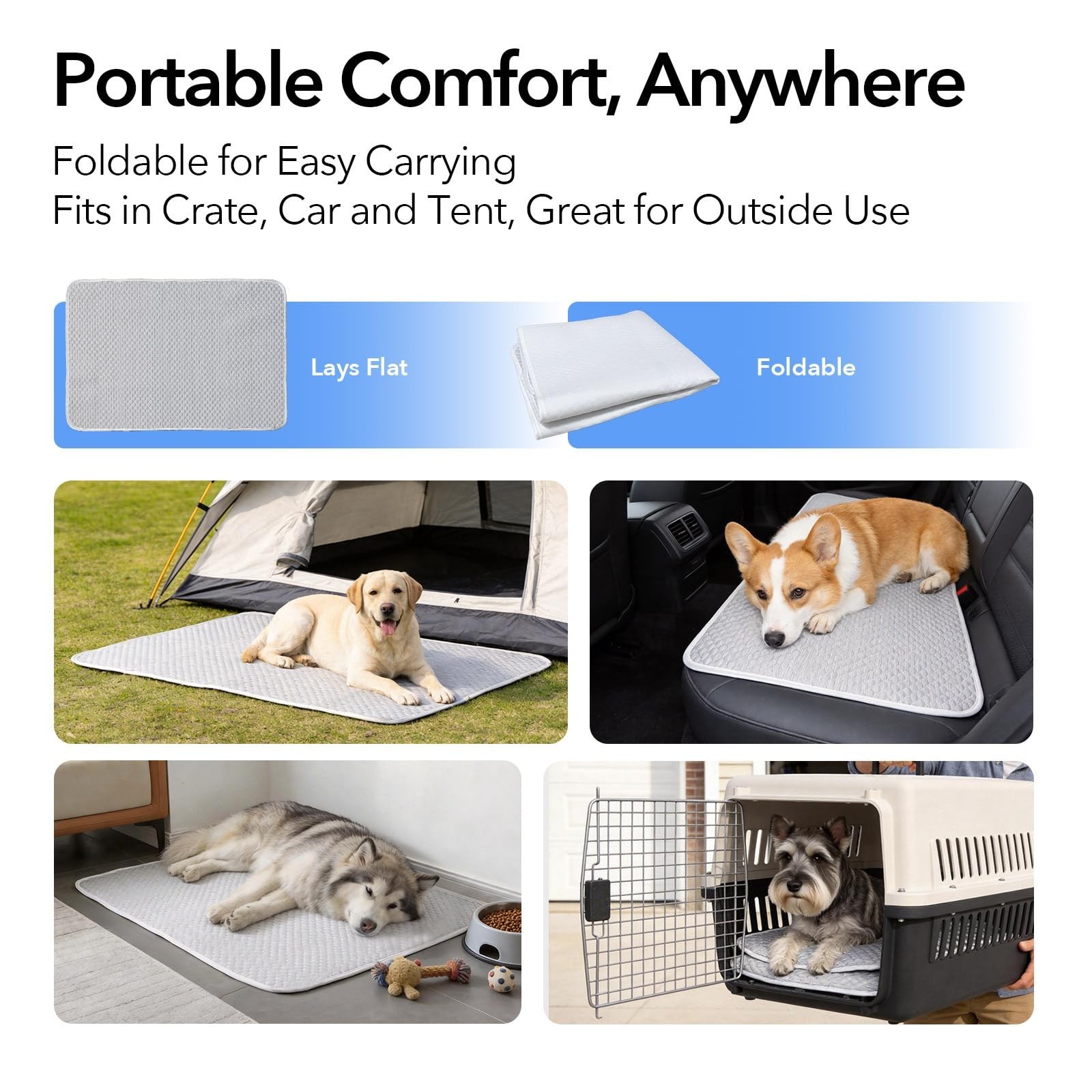 Dog Cooling Mat 46″x36″ Extra Large for Big Dogs, L | Chew-Resistant, Non-Sli…