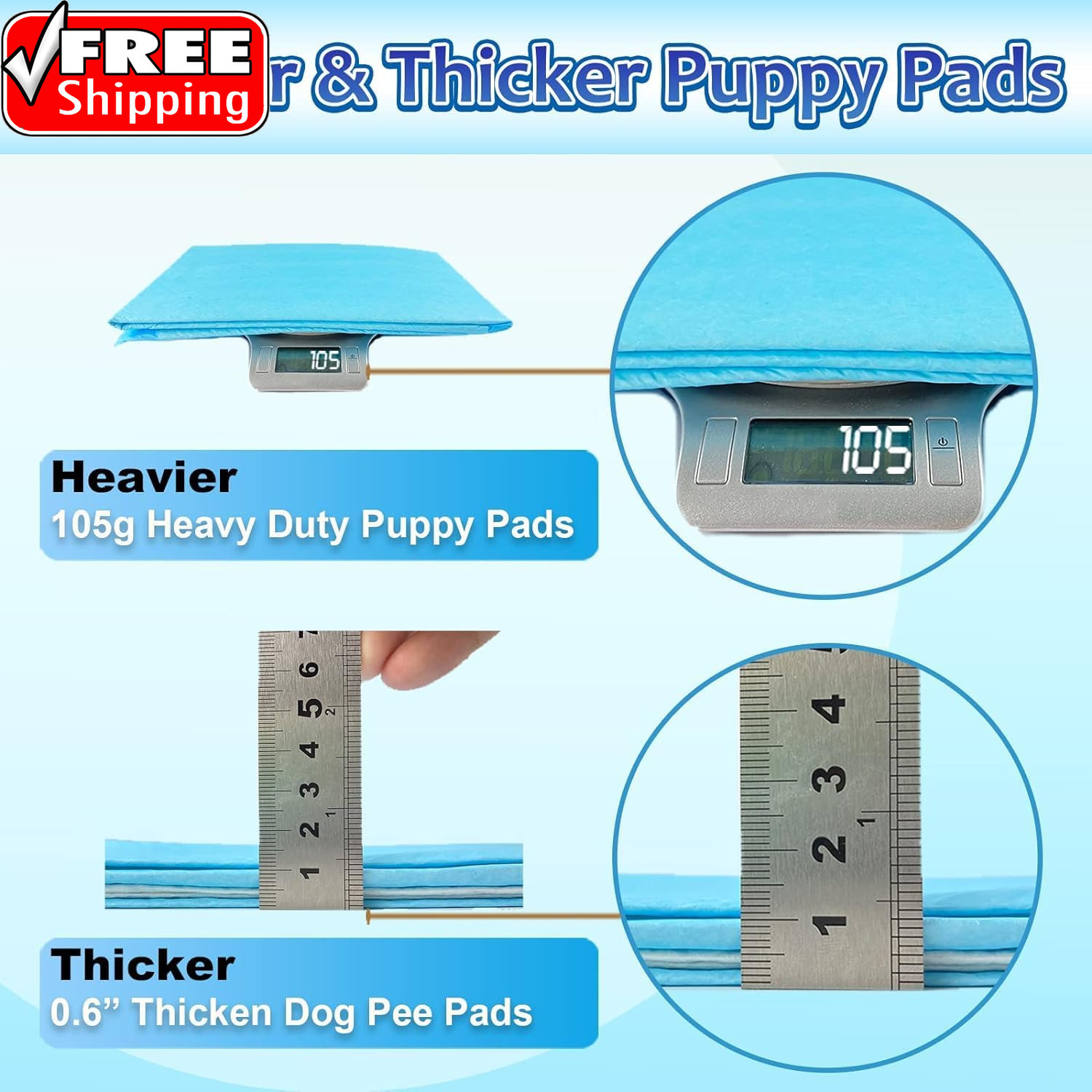 Dog Pee Pads Extra Large 30″X36″, 30 Count Super Absorbent Pee Pads for Dogs, Di
