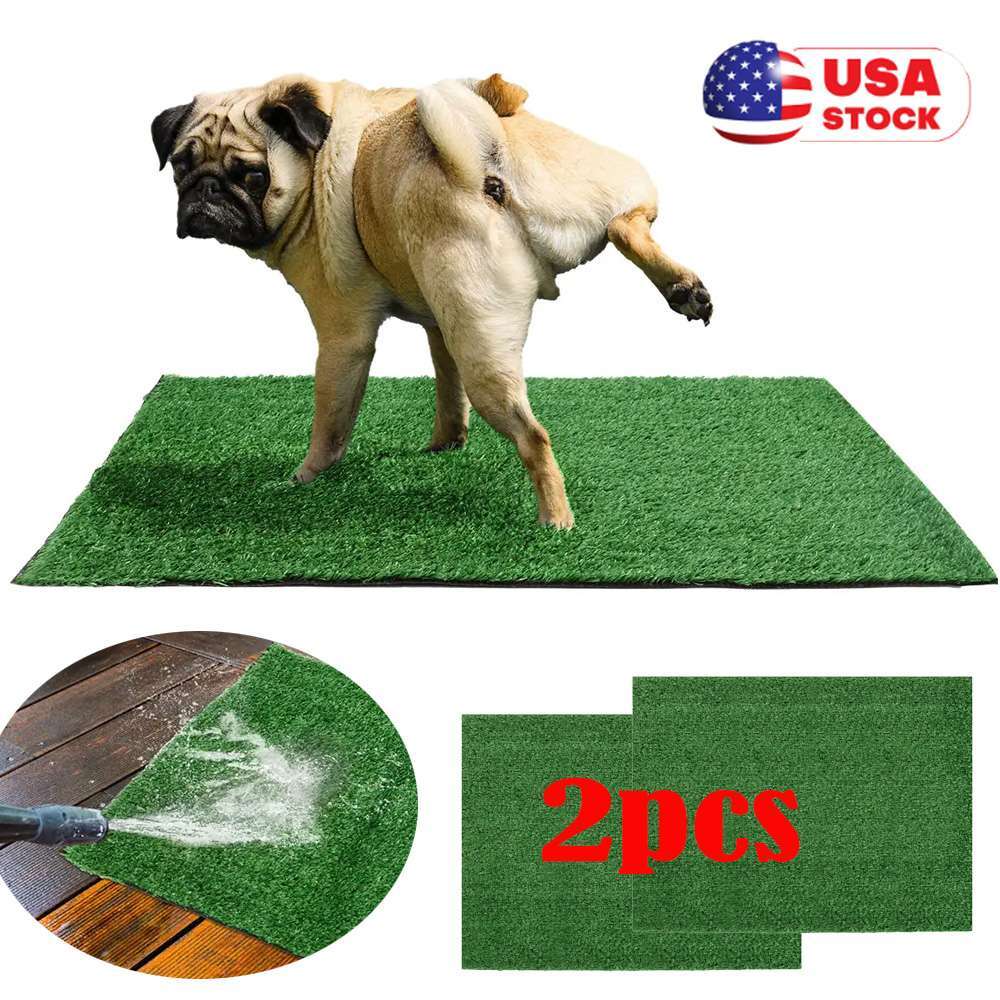 2pcs Puppy Pet Potty Training Pee Indoor Toilet Dog Grass Pad Mat Turf Patch