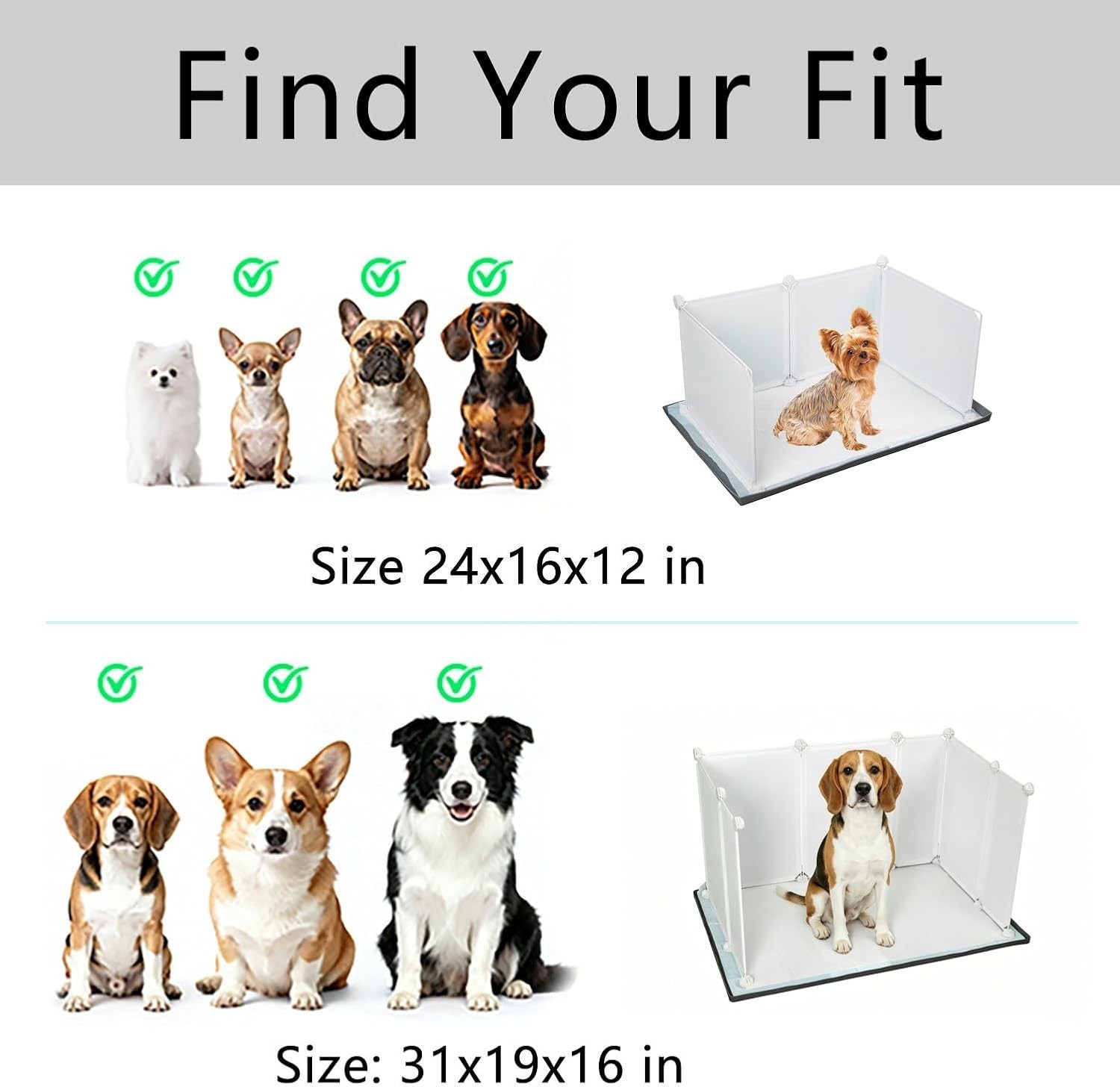 Customizable Dog Pee Pad Holder Tray with Splash Guard – Perfect for Training