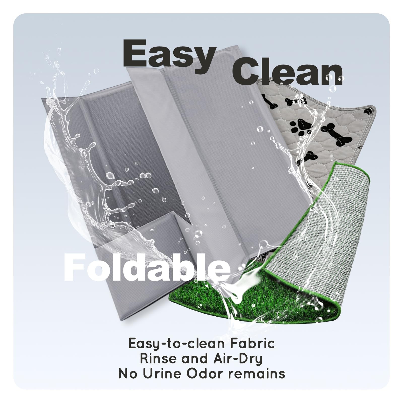 HQ4US 4LEGS Dog Litter Box High Walls Foldable with Grass Pad and Washable Pe…