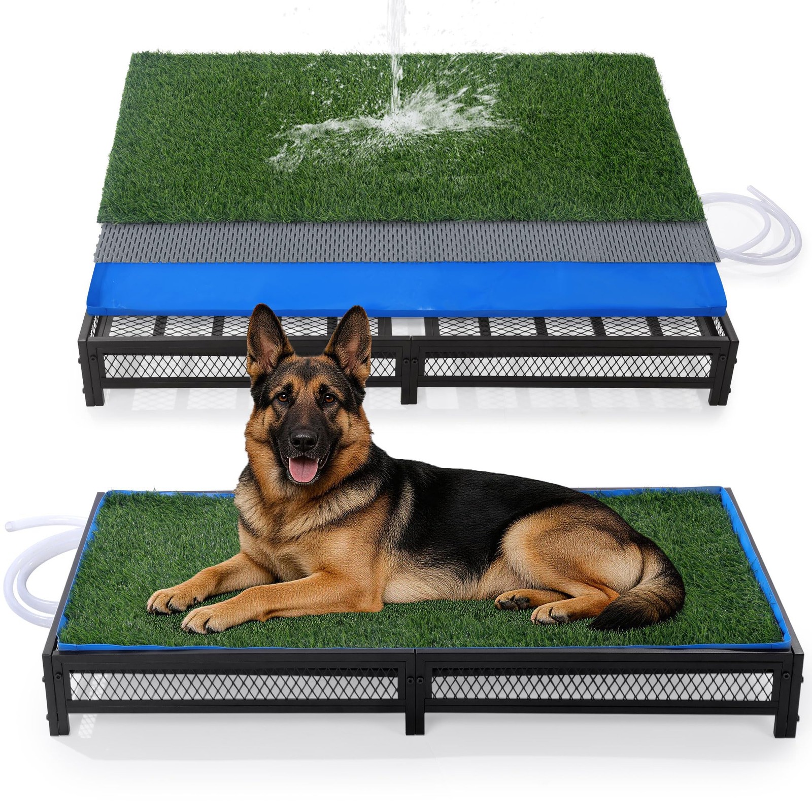Medium Dog Potty Tray Artificial Grass Porch with Drain