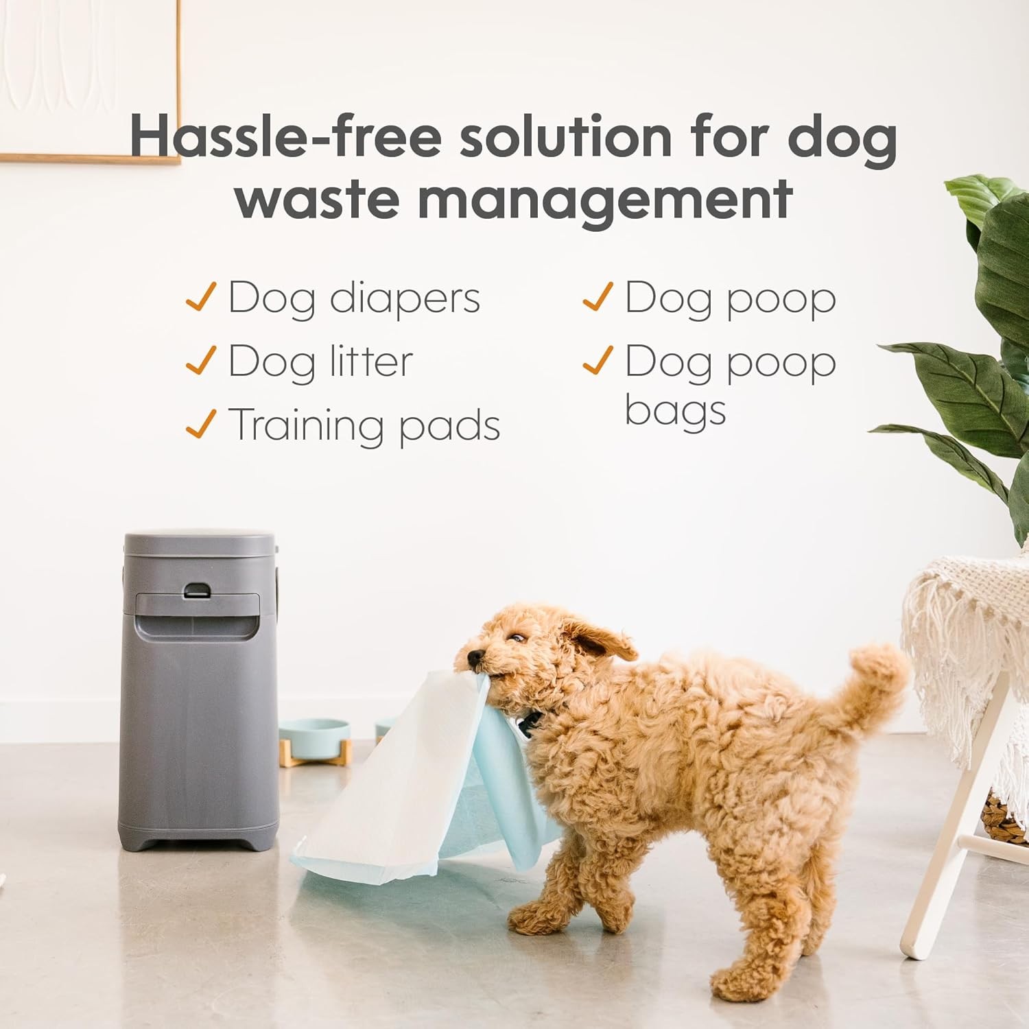 Pail | Dog Waste Disposal System for Outdoor and Indoor 2 Piece Set, Grey