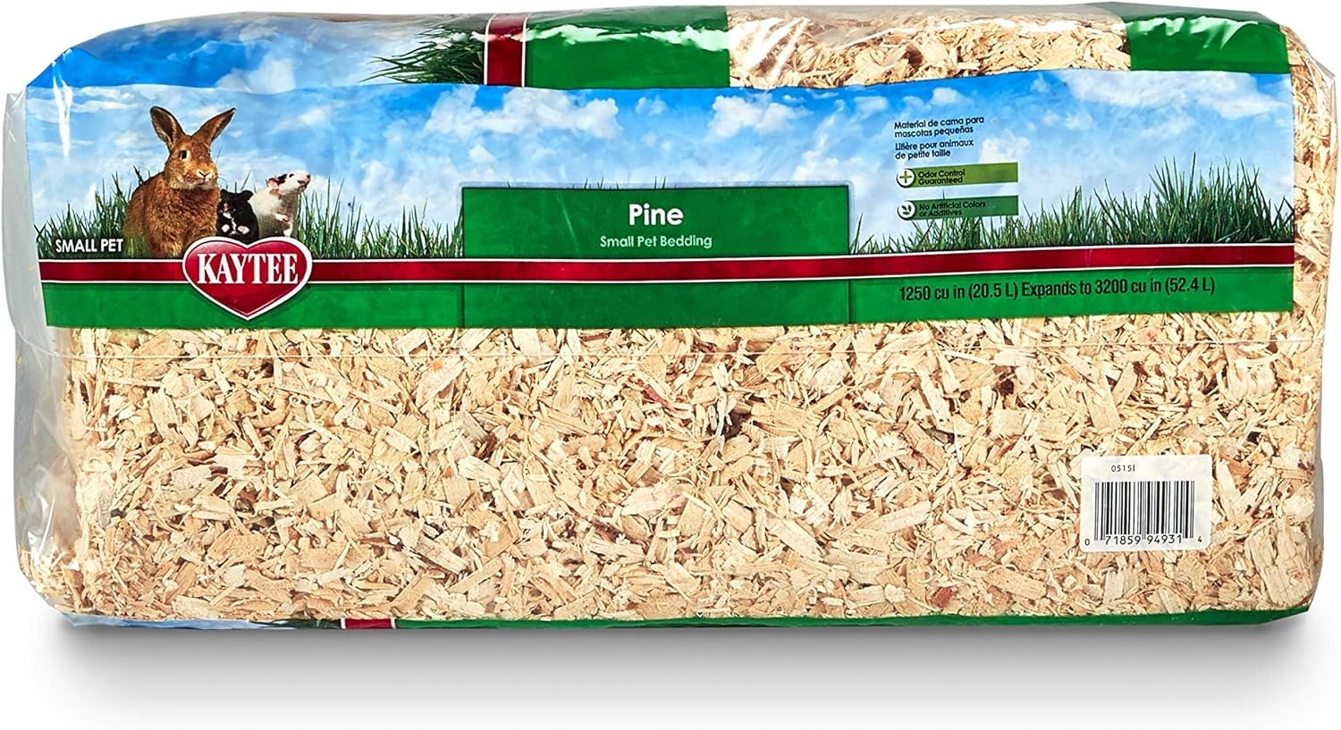 Kaytee Small Animal Pine Bedding For Pet Guinea Pigs, 52.4 Liter, Tan