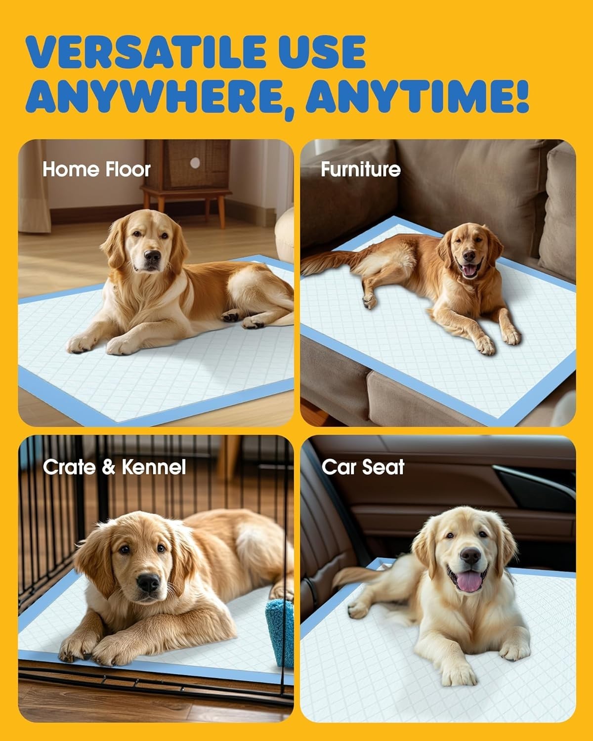 Durable 100-Pack Extra Large Puppy Pads – 34″x28″ with Easy Storage & Cleanup