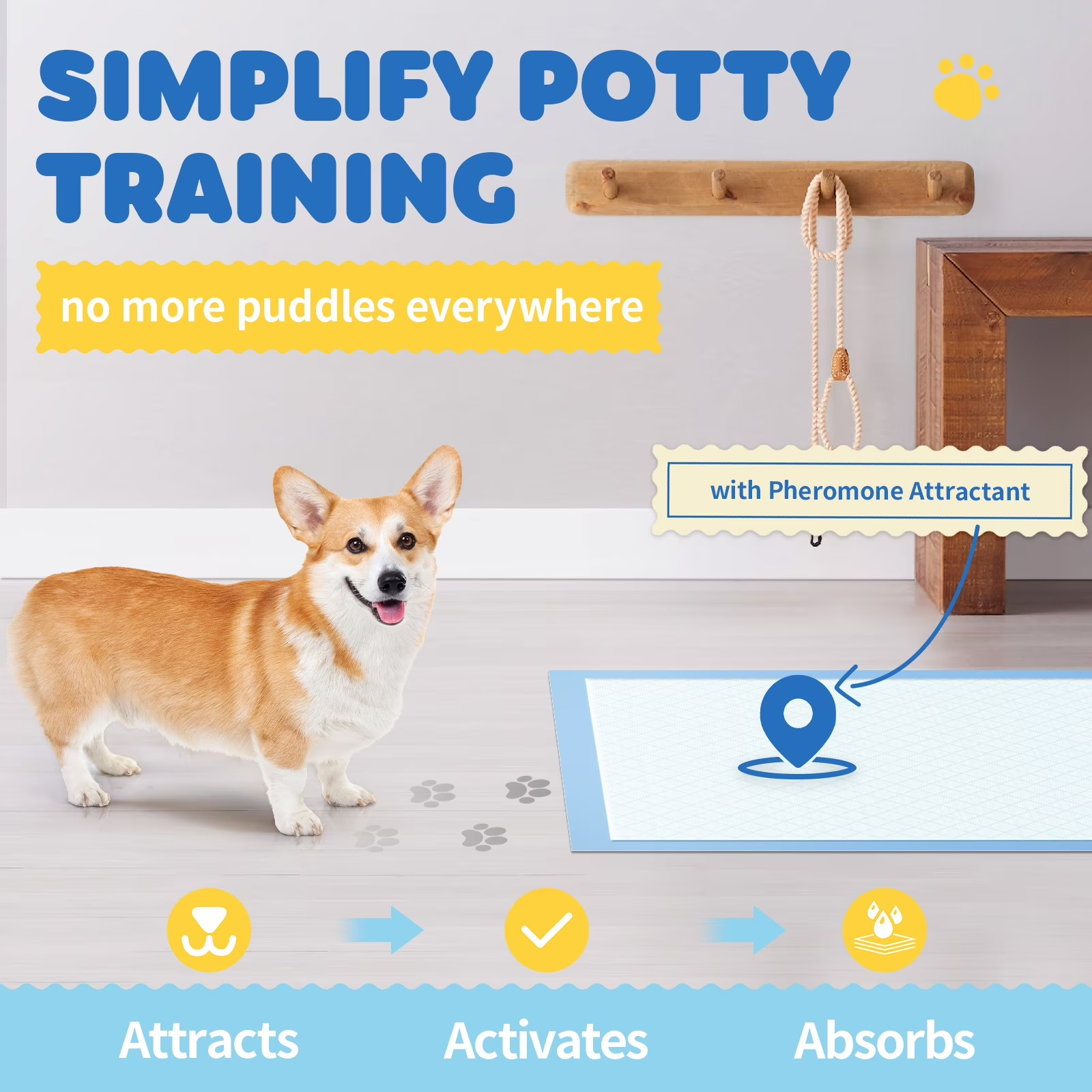 Powools XL Puppy Pads 98 Count Leak Proof Super Absorbent Dog Training Pads