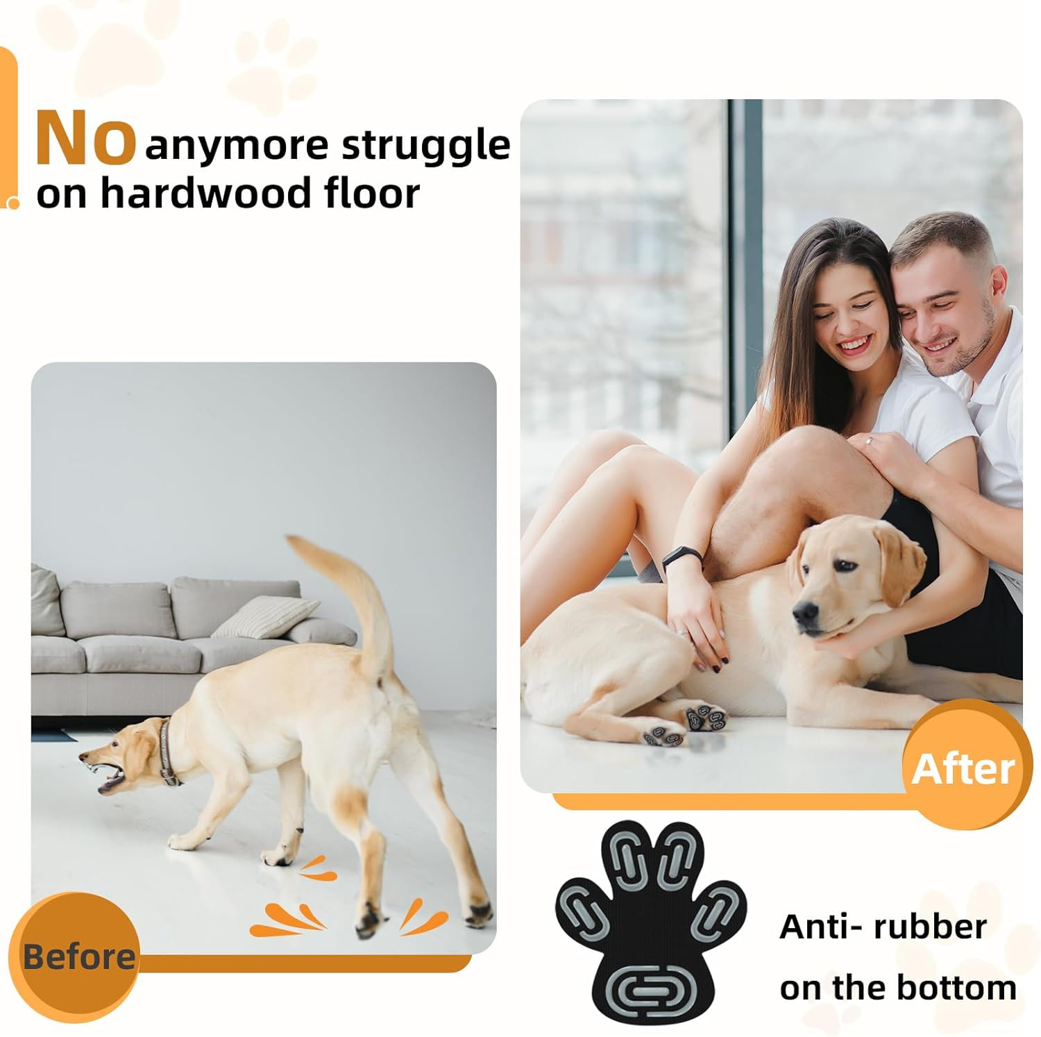 Anti-Slip Dog Paw Protector Pads for Senior Dogs, Dog Paw Adhesive Pads on Hardw