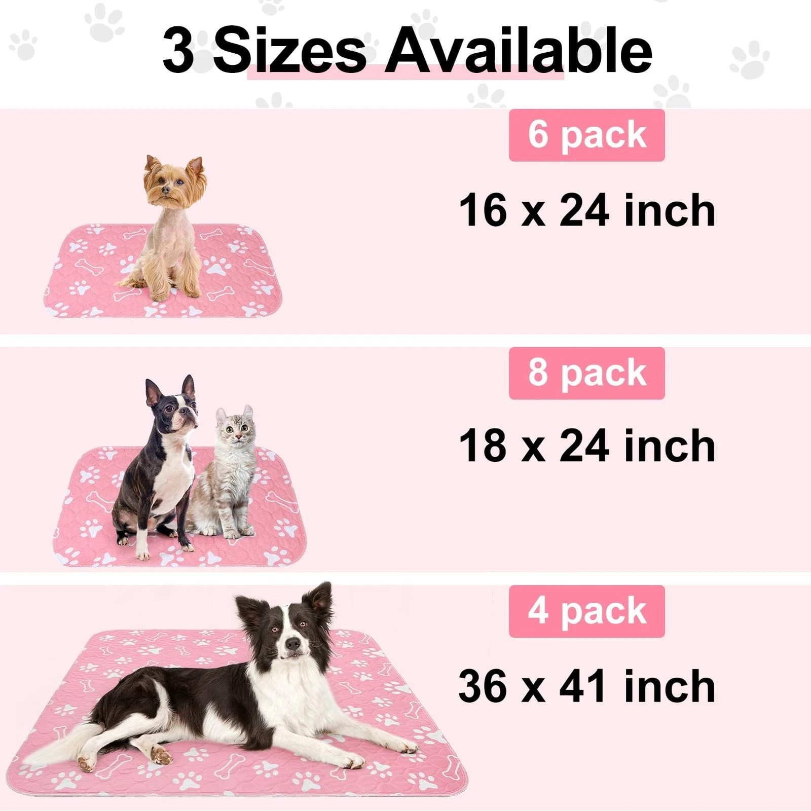 6 Pack Washable Pee Pads for Dogs, Reusable Puppy Pads for Potty Training, Wa…
